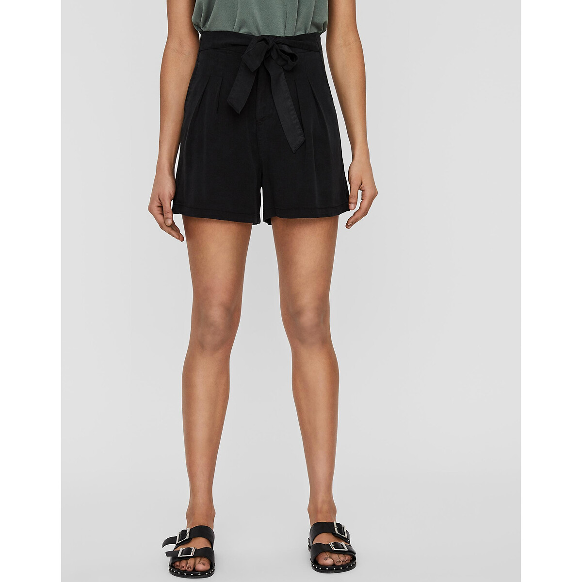 Image of Tie-Waist Paperbag Shorts