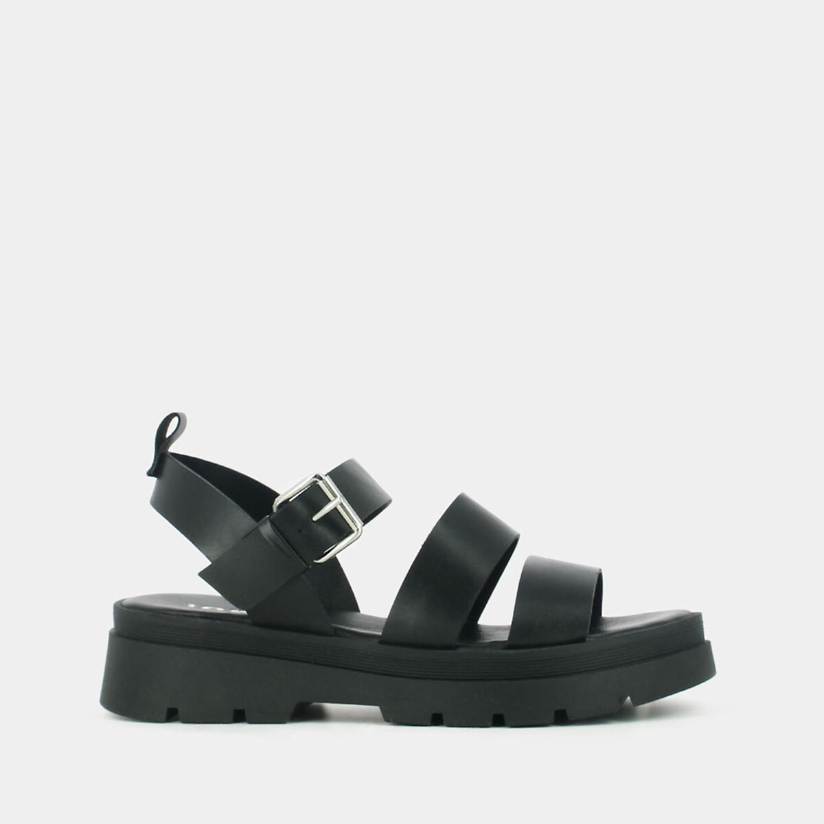 Pascal leather sandals with chunky heel, black, Jonak | La Redoute