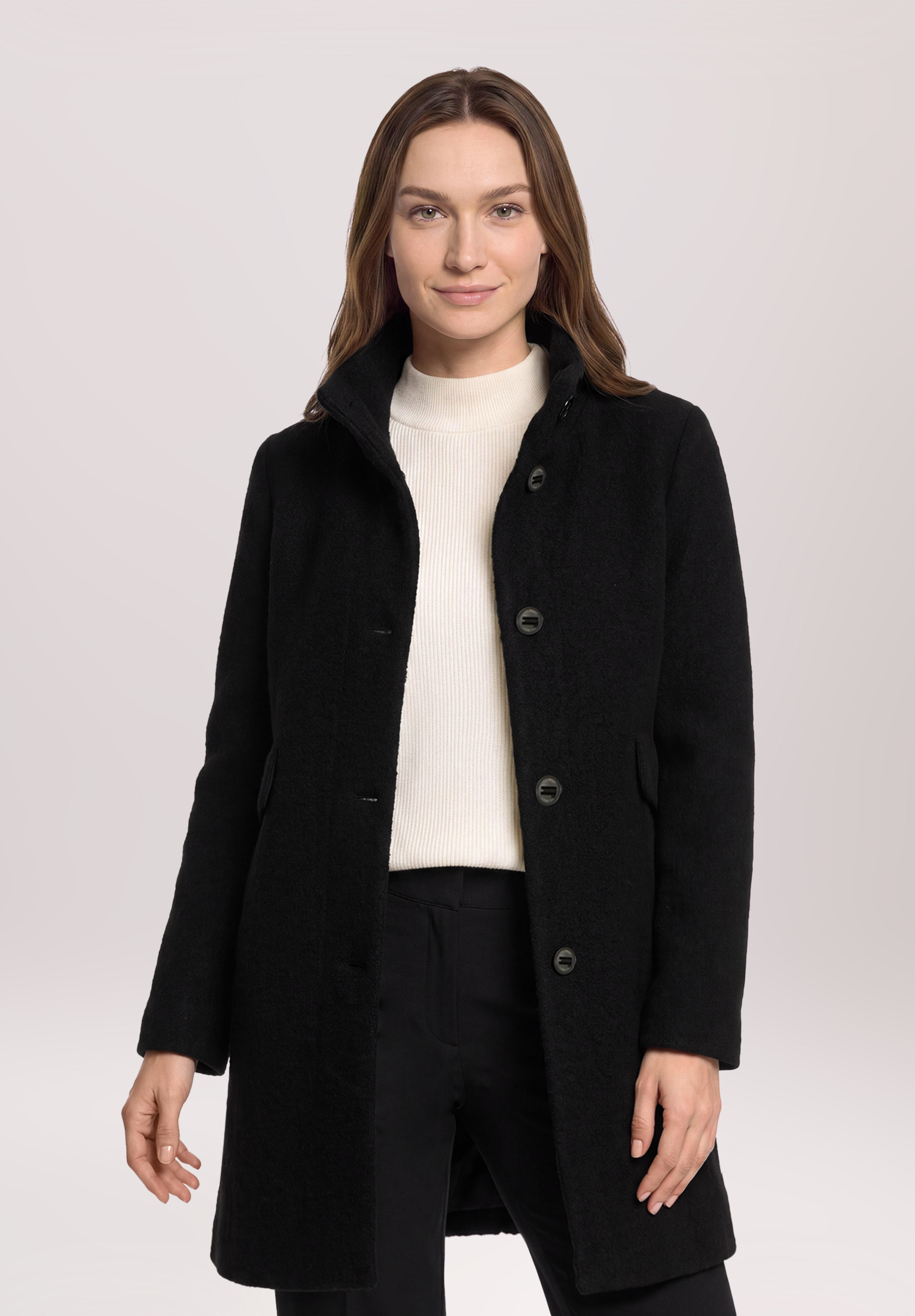 Manteau en laine à col droit, GIL BRET