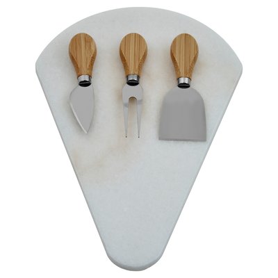 4-Piece Fan Shape Marble Cheese Board & Knives Set SO'HOME