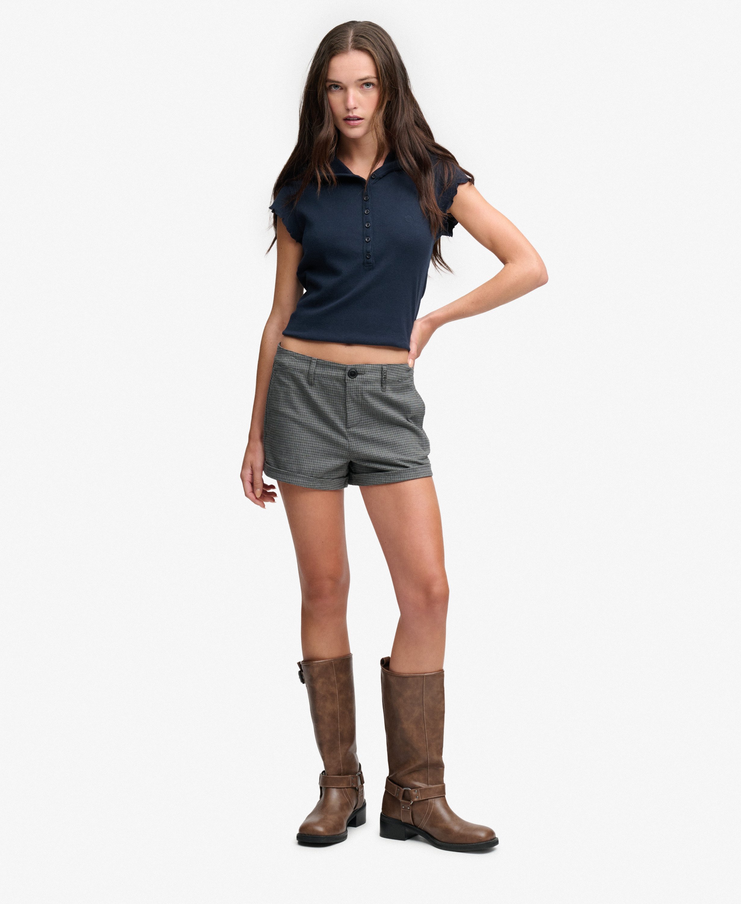 Short Hot Carreaux Coupe Décontractée, SUPERDRY