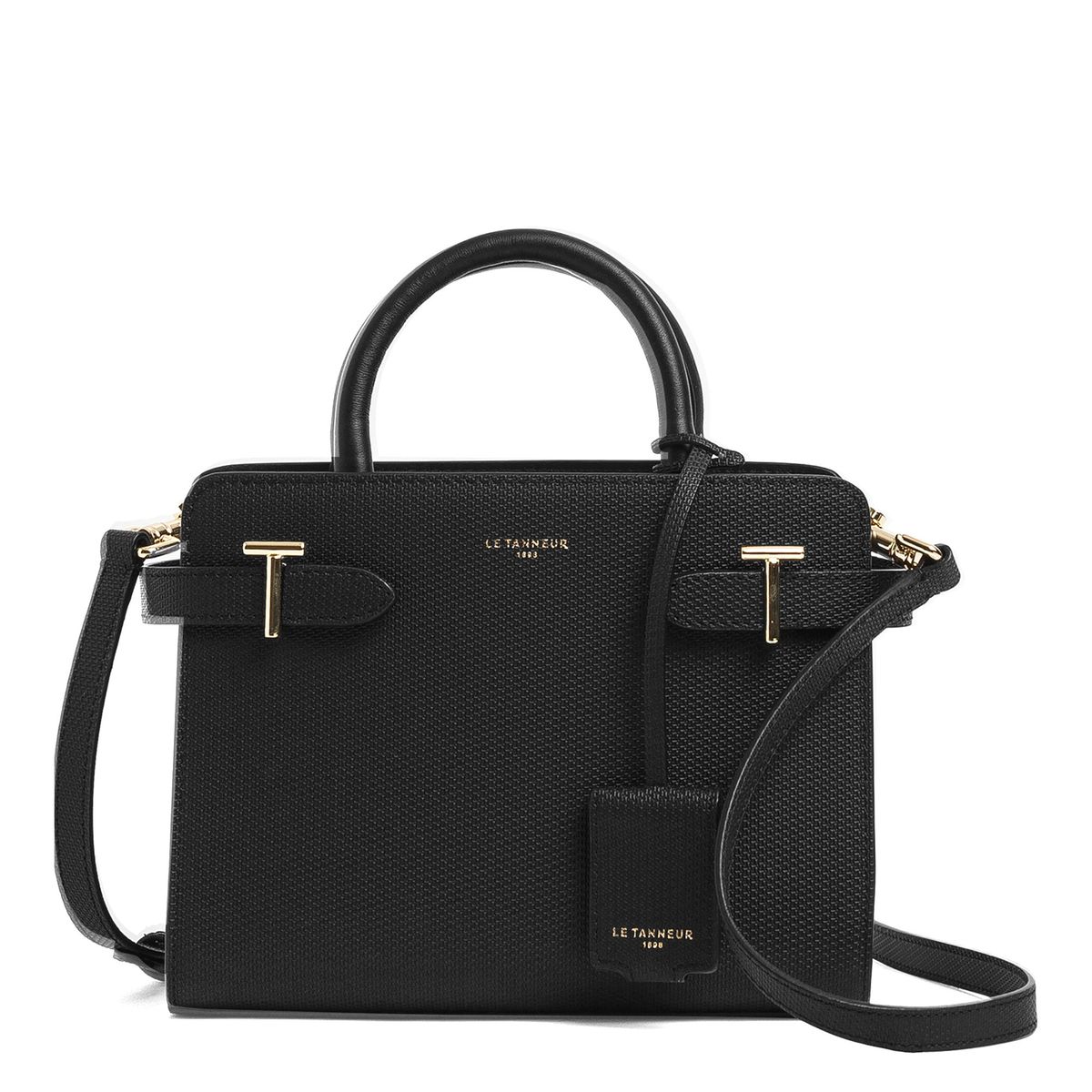 Sac à Main Le Tanneur Cuir Monogrammé - Modèle Emilie Taille Moyenne, Bandoulière, Doublure Bleue, Neuf Sans étiquette