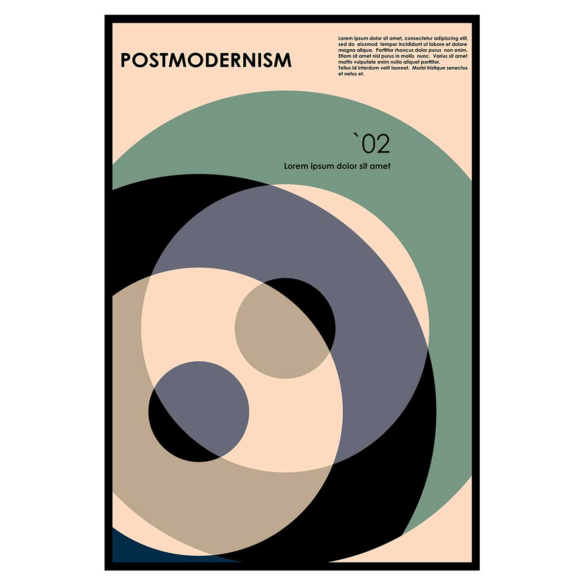 Affiche encadrée cercles abstraits élégants, HEXOA