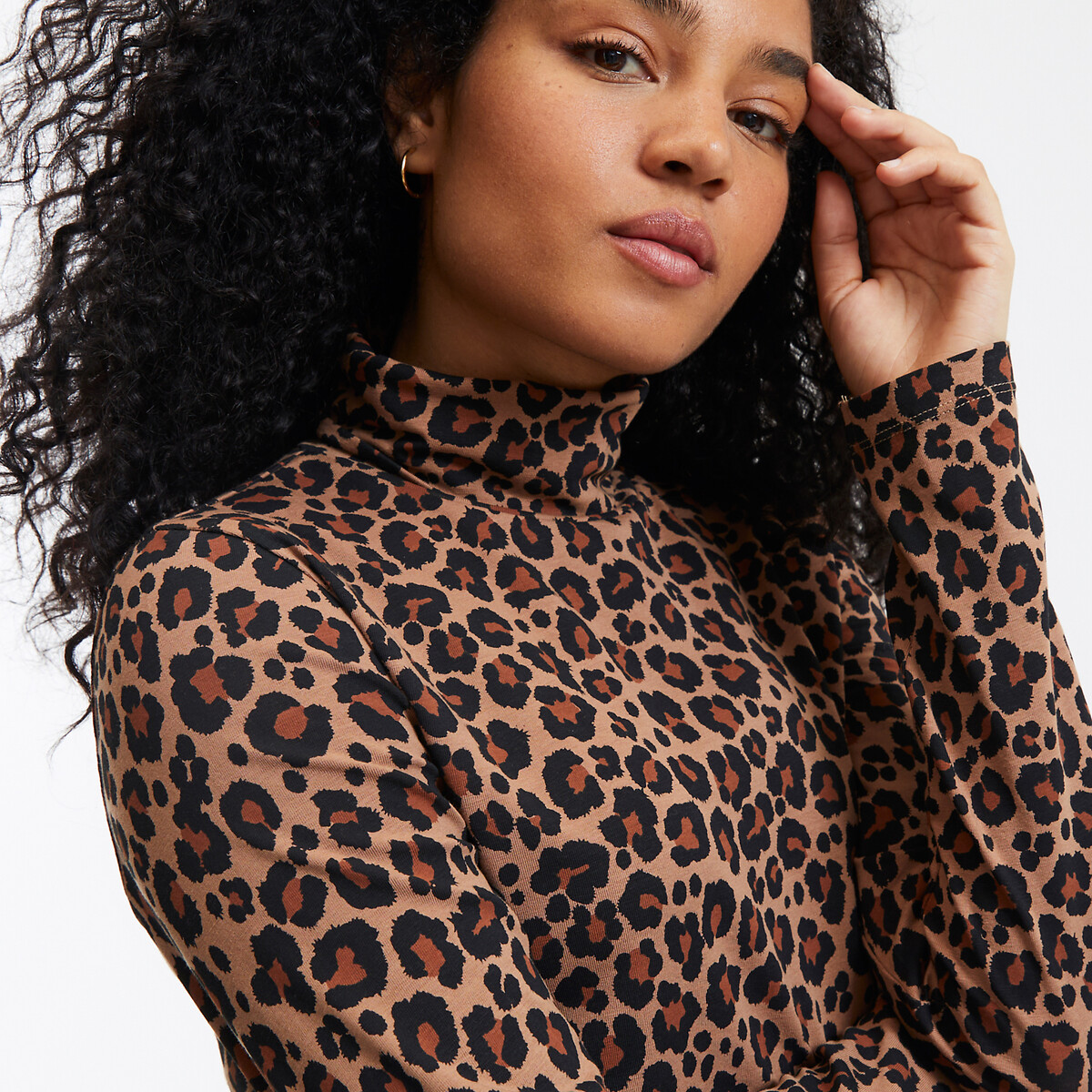 Leopard print turtleneck best sale