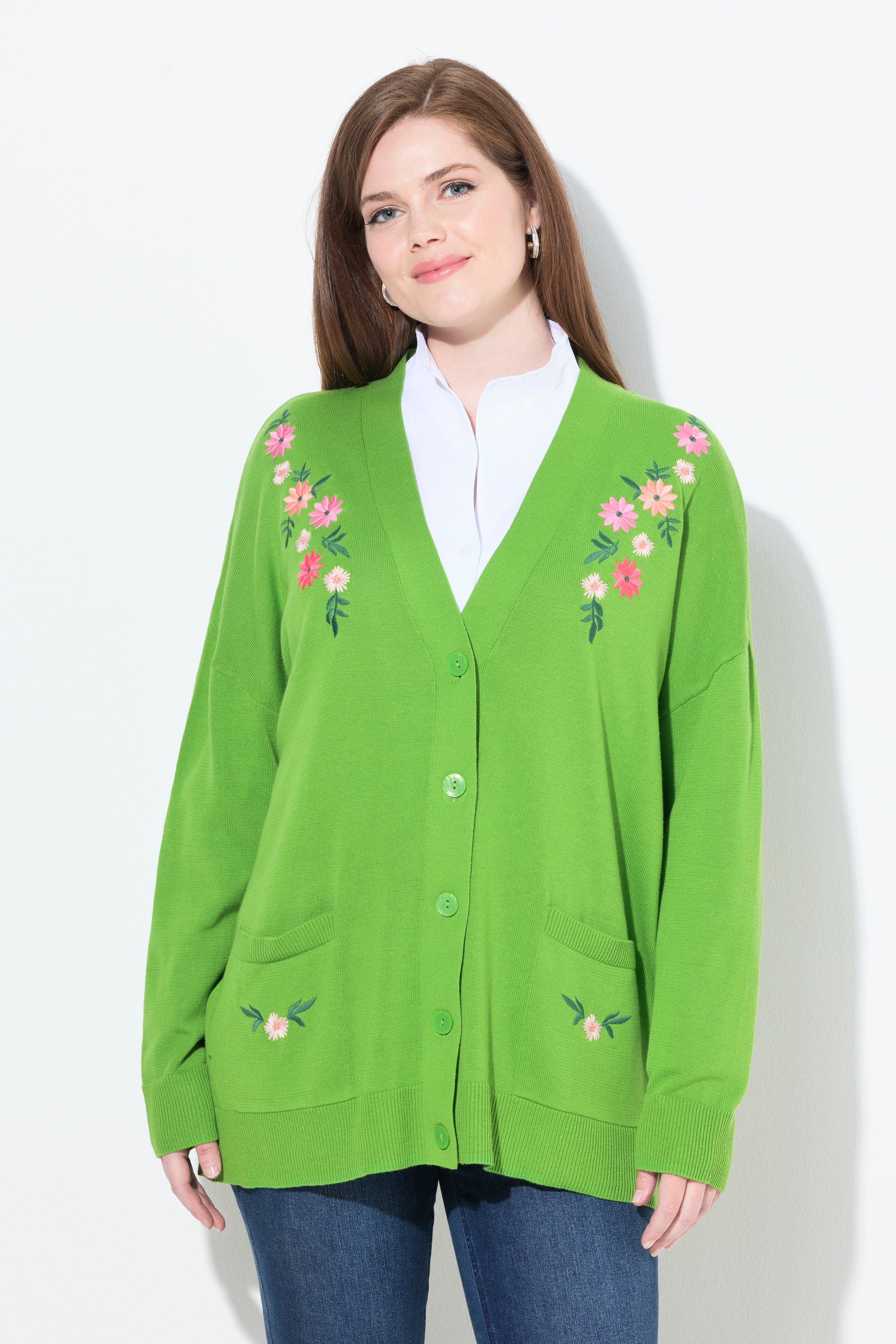 Cardigan encolure en V et manches longues, ULLA POPKEN