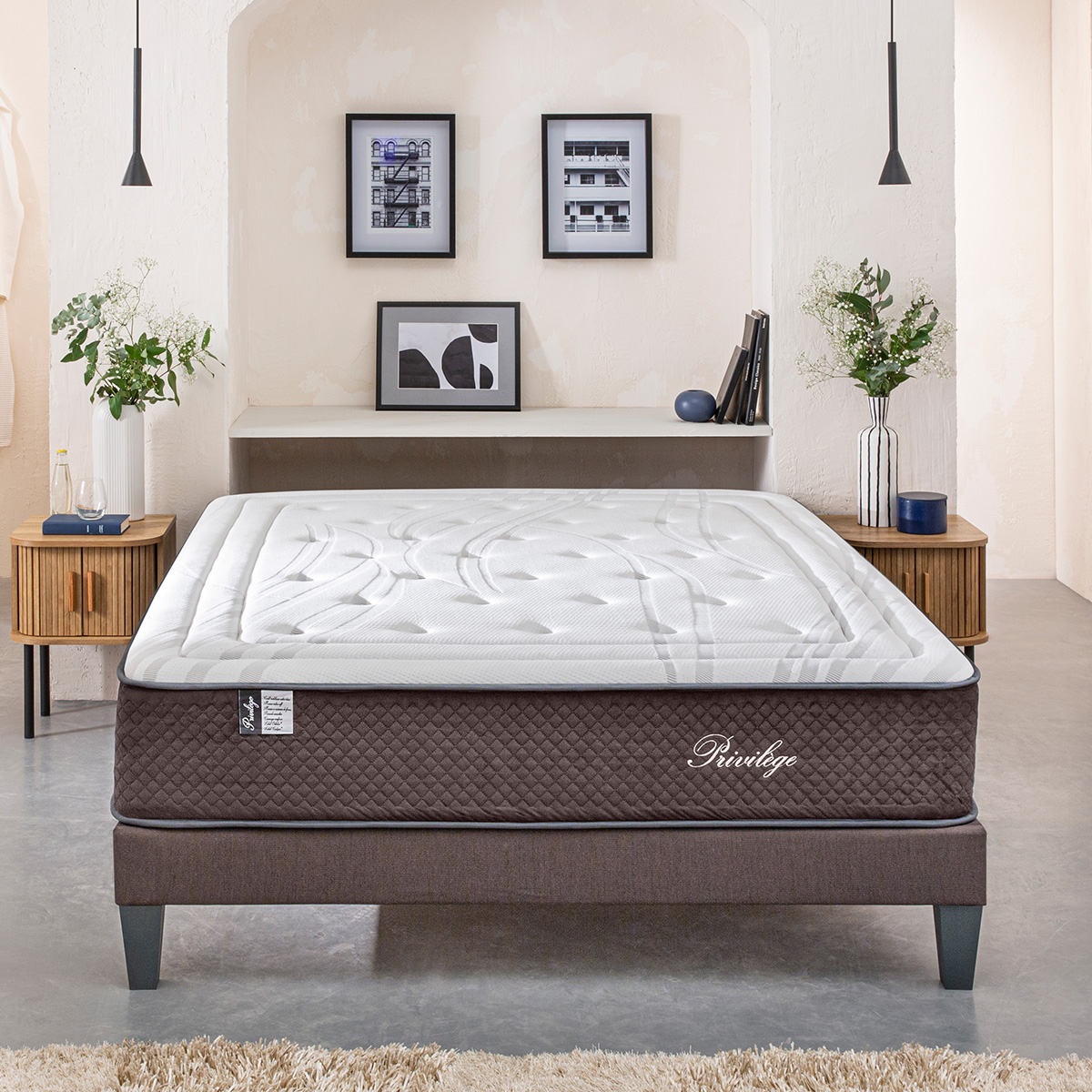 Ensemble Privilège - Matelas ressorts ensachés hypersoft + Sommier - 30 cm d'épaisseur, BELLECOUR
