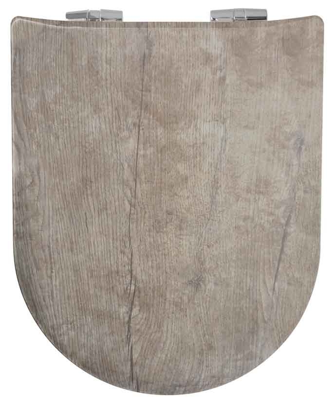 Abattant wood slim déclipsable esprit vieux chêne, HOME MAISON