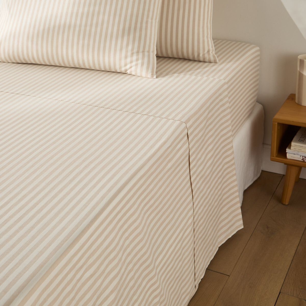 Bettlaken aus baumwolle, soizic beige beige gestreift La Redoute Interieurs