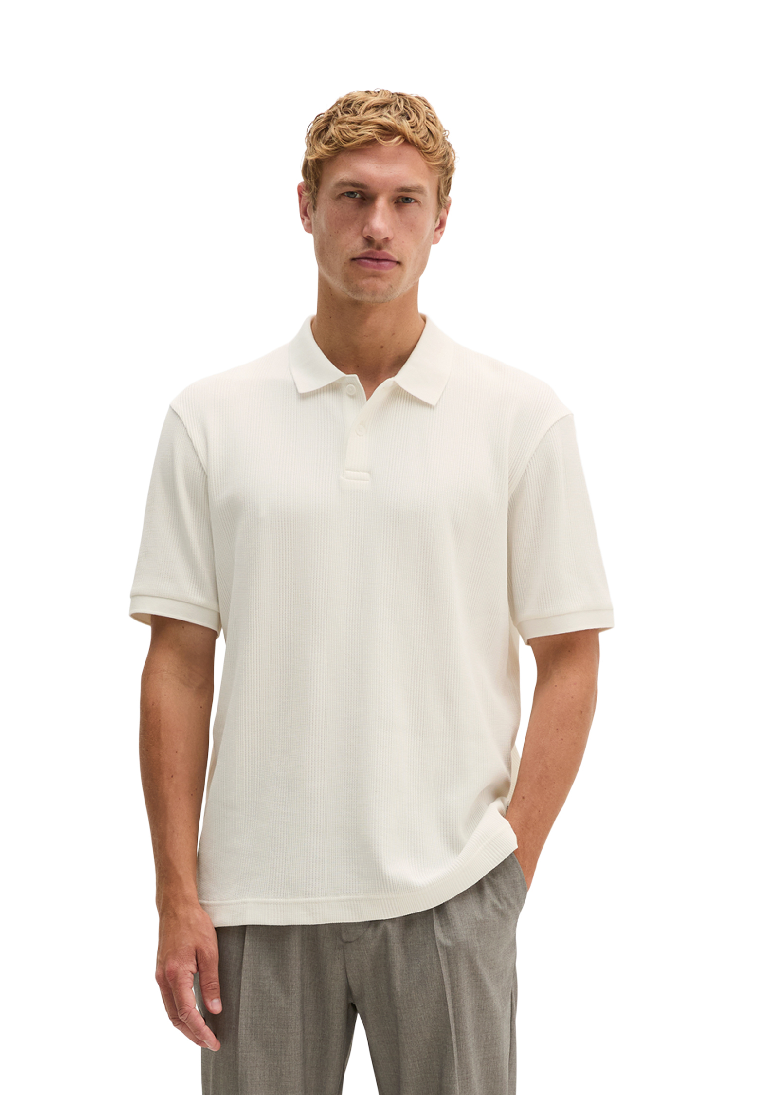 Polo en jersey côtelé, coupe classique en pur coton biologique, MARC O'POLO