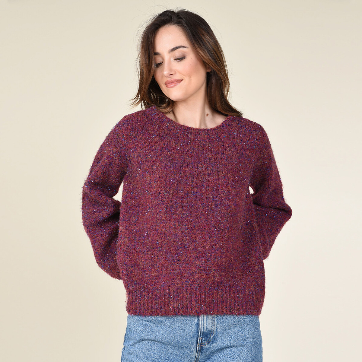 Metallic thread knit jumper , dark red, Molly Bracken | La Redoute
