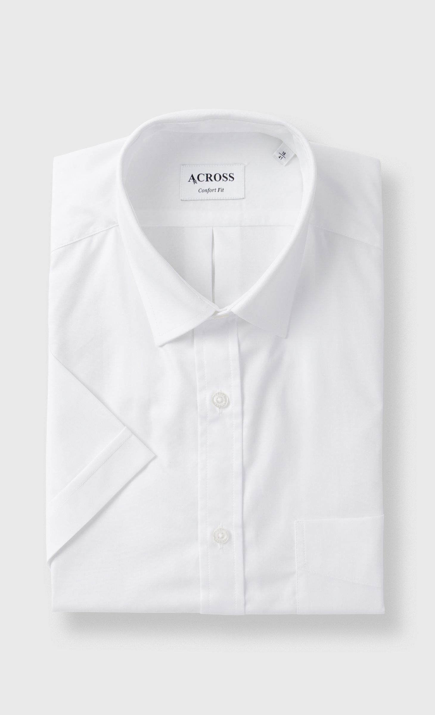 Chemise Confort fit manches courtes en coton uni, ACROSS