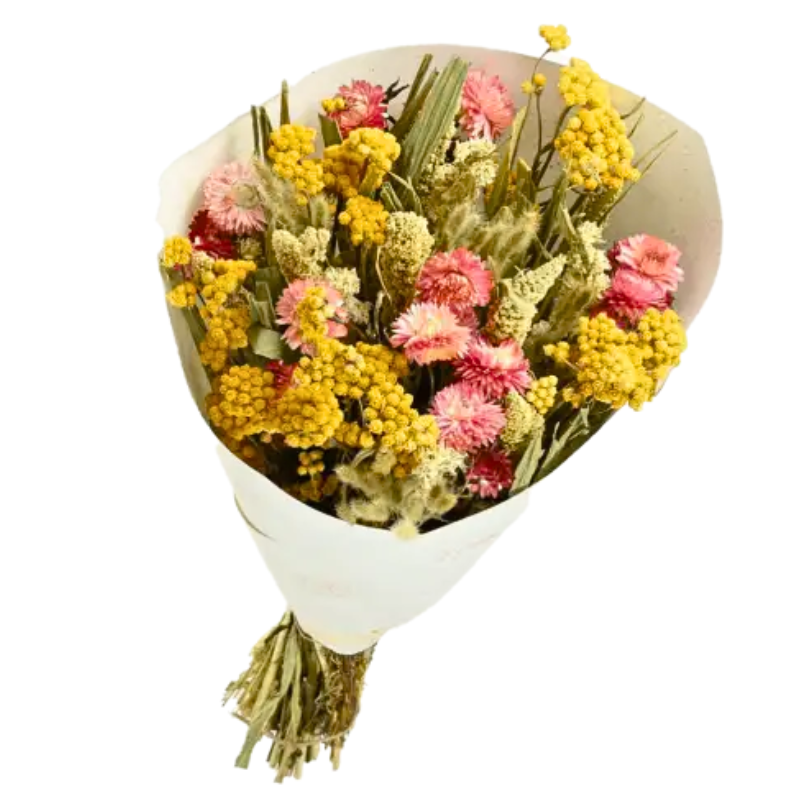 Bouquet de Fleurs séchées Prestige Mix Jaune Rose 50 cm, NATURALYS