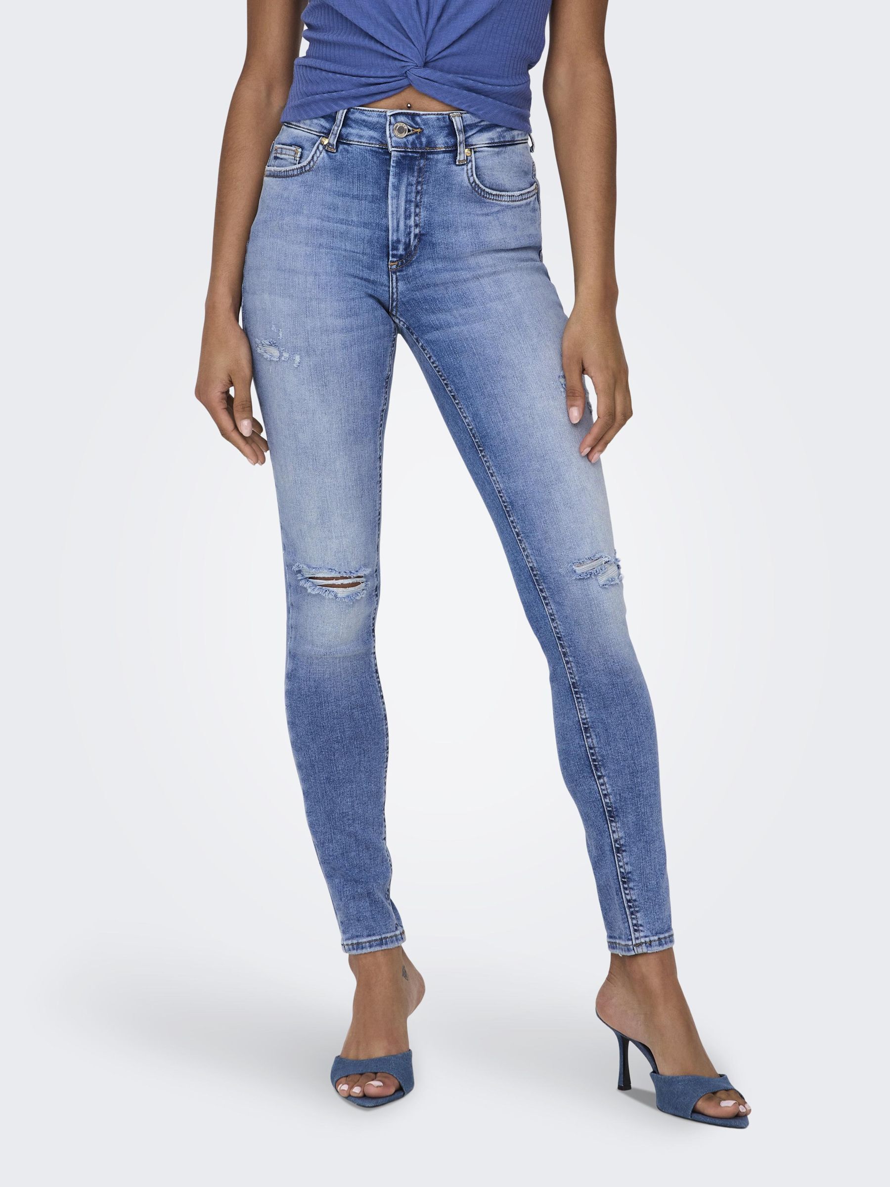 ONLY Jean Skinny ONLBLUSH - Taille Moyenne - Denim Stretch Confy