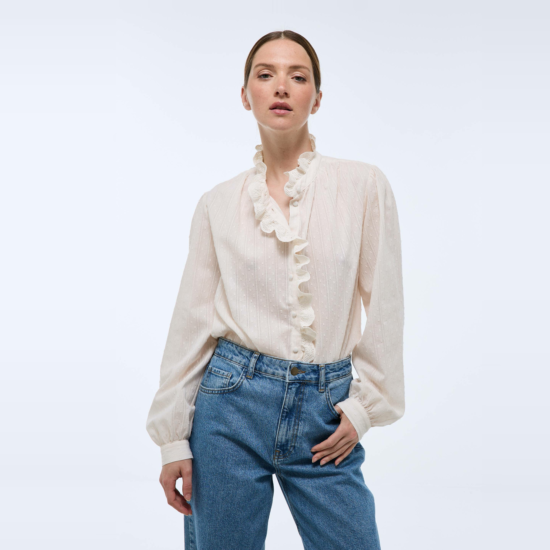 Blouse manches longues unie en coton BIO GOTS, MONOPRIX