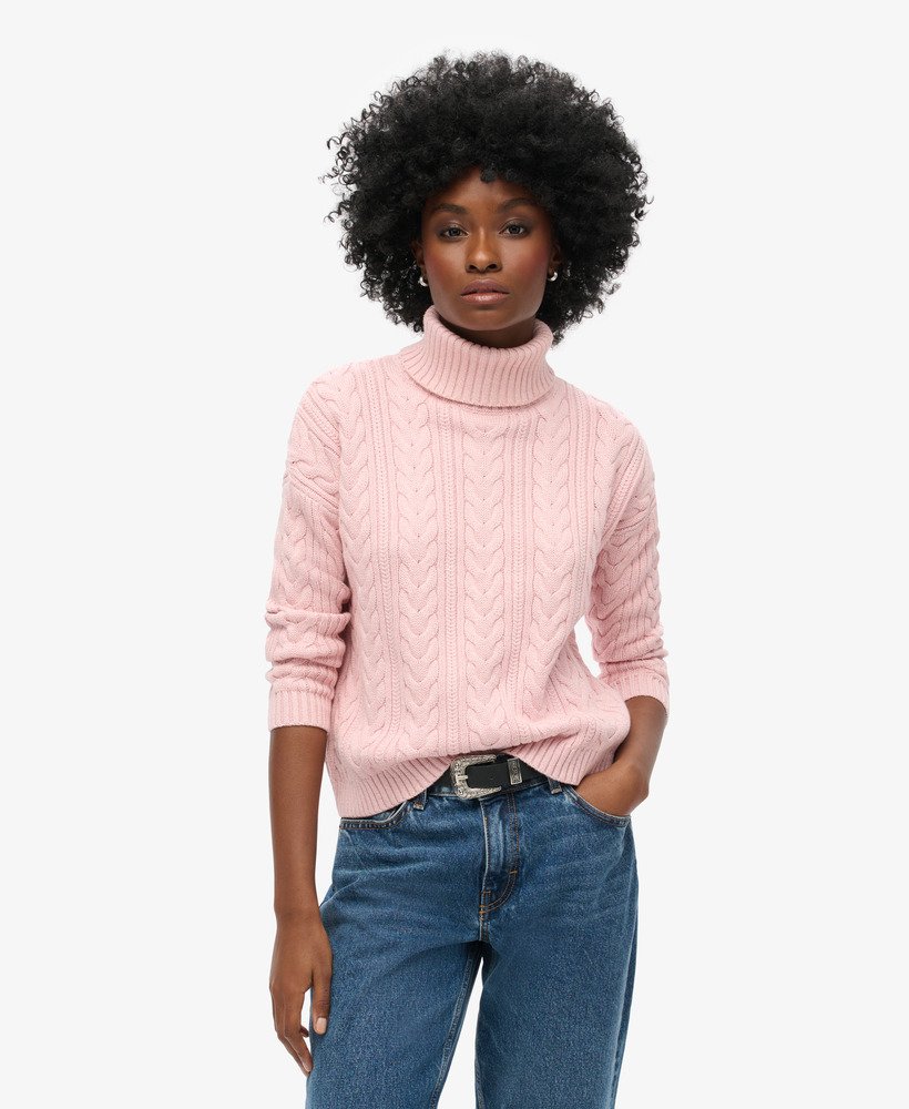 Pull col roulé maille torsadée, SUPERDRY