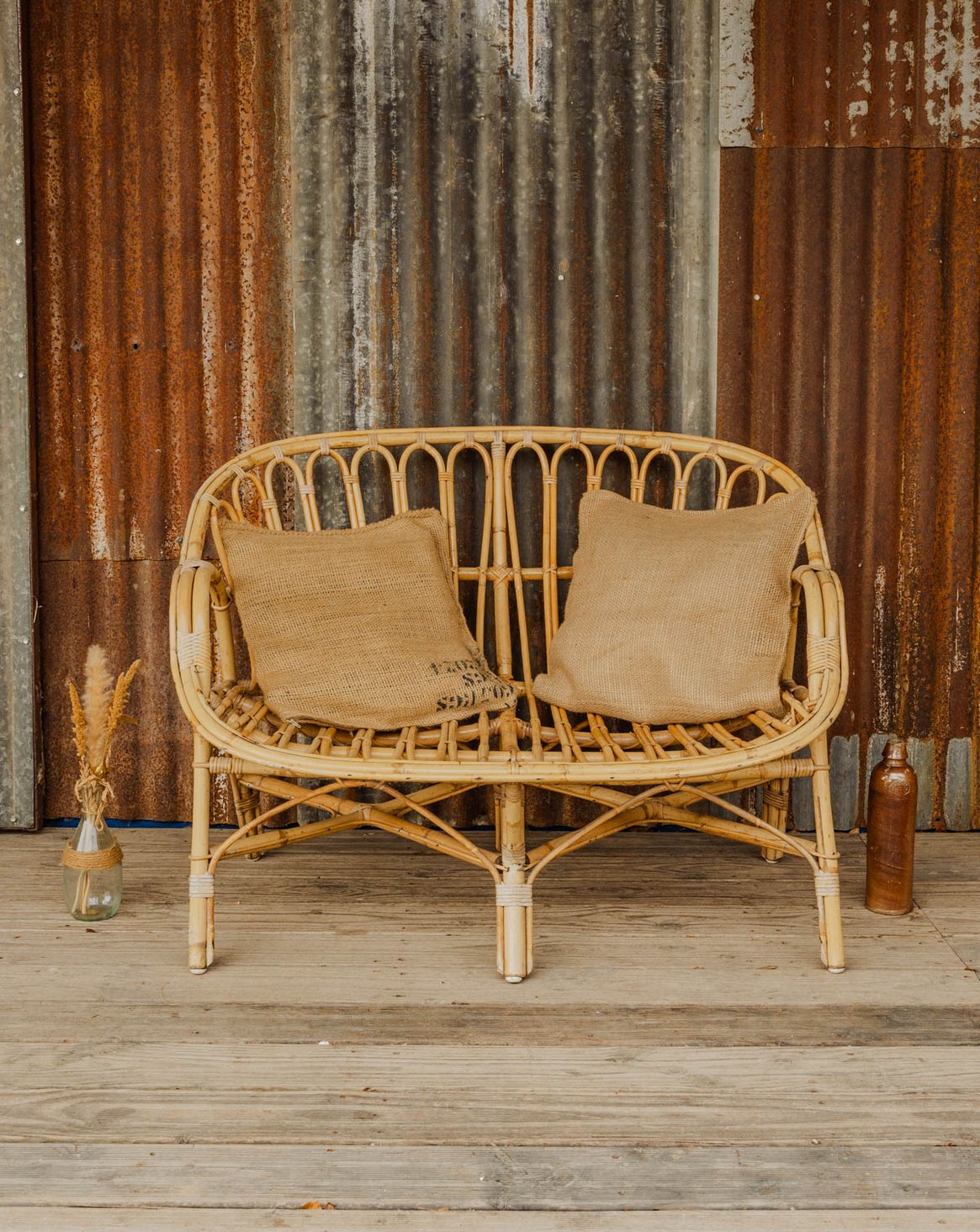 Banquette en bambou Martine N°169 - Bon état, DEBONGOUT