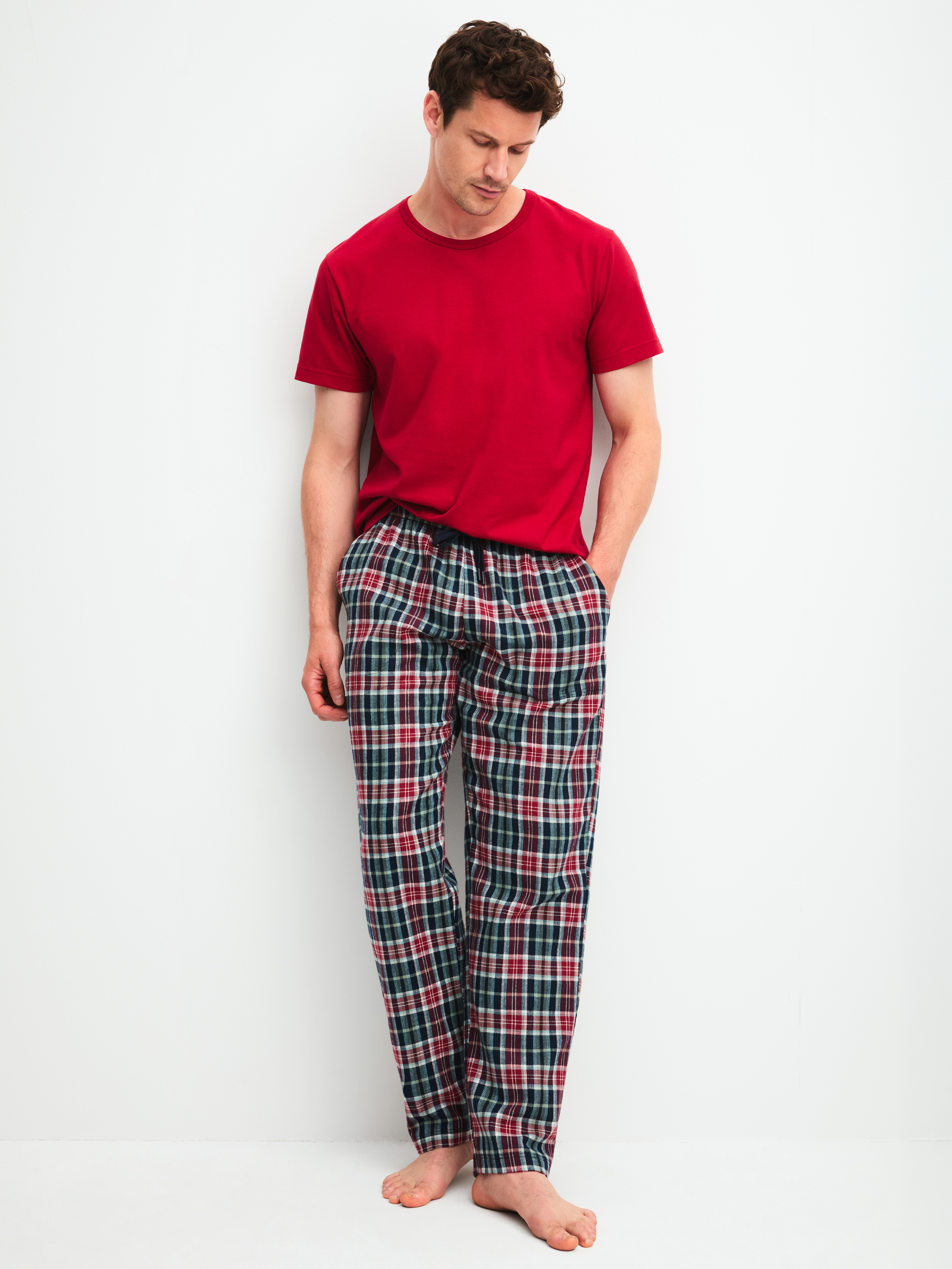 Pantalon en flanelle avec poches latérales Coton FAMILY & FRIENDS, CALIDA