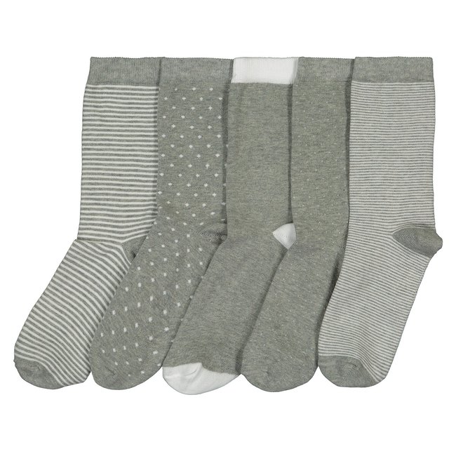 Confezione da 5 paia di calze grigio/bianco LA REDOUTE COLLECTIONS