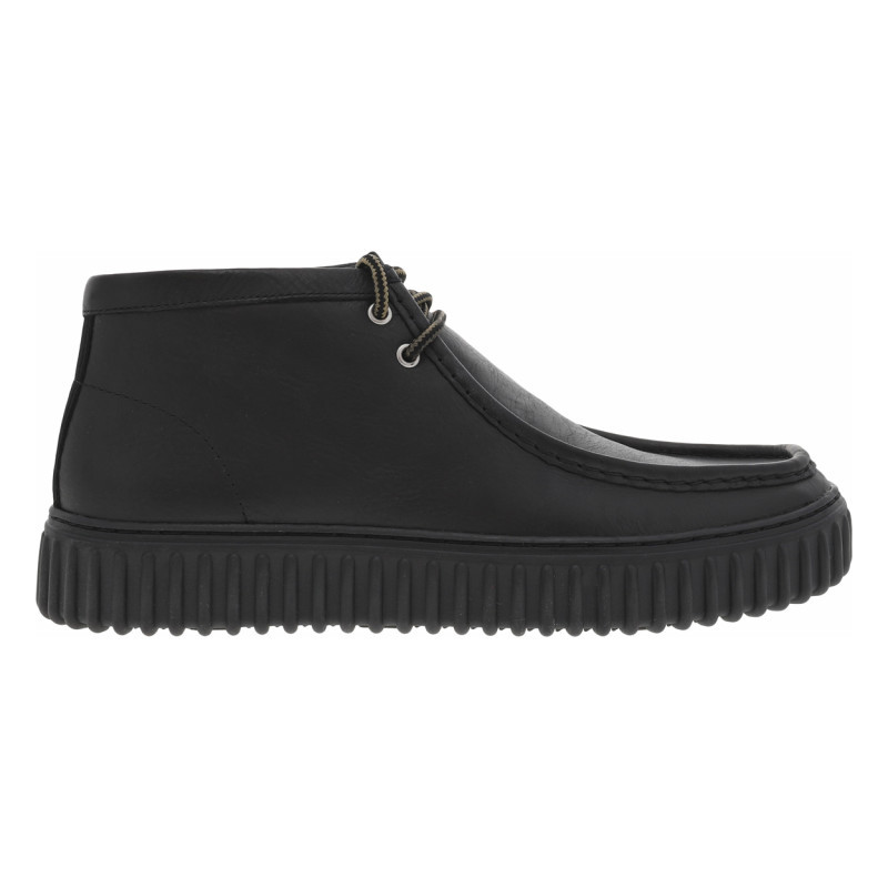Bottines Clarks en cuir noires et à lacets ronds tressés, CLARKS