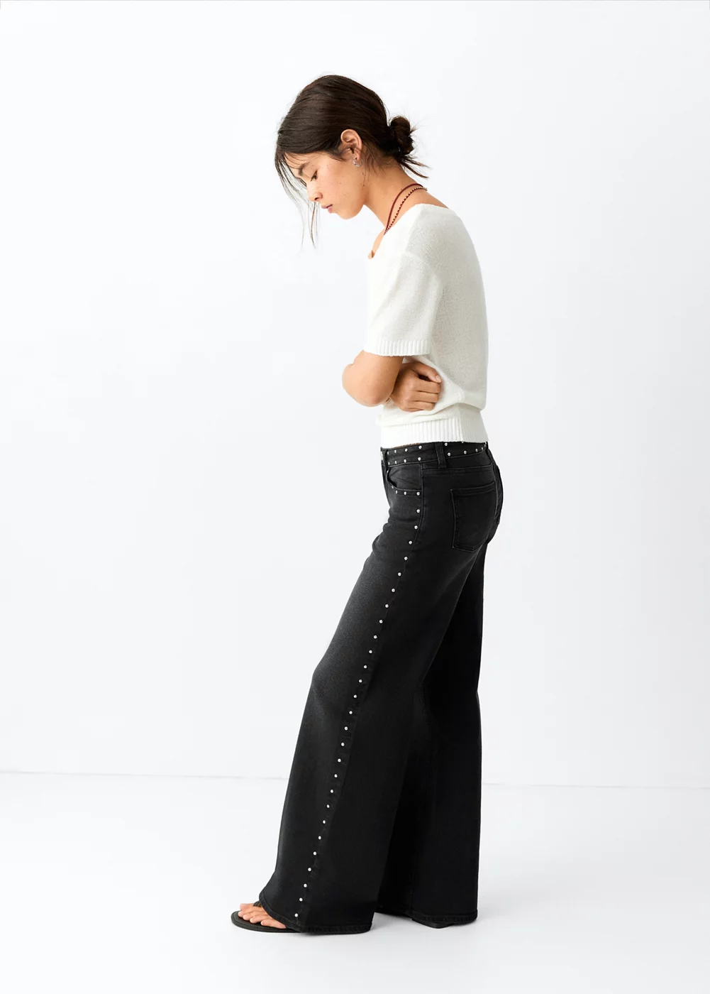 Jean wide leg détails et clous, MANGO TEEN