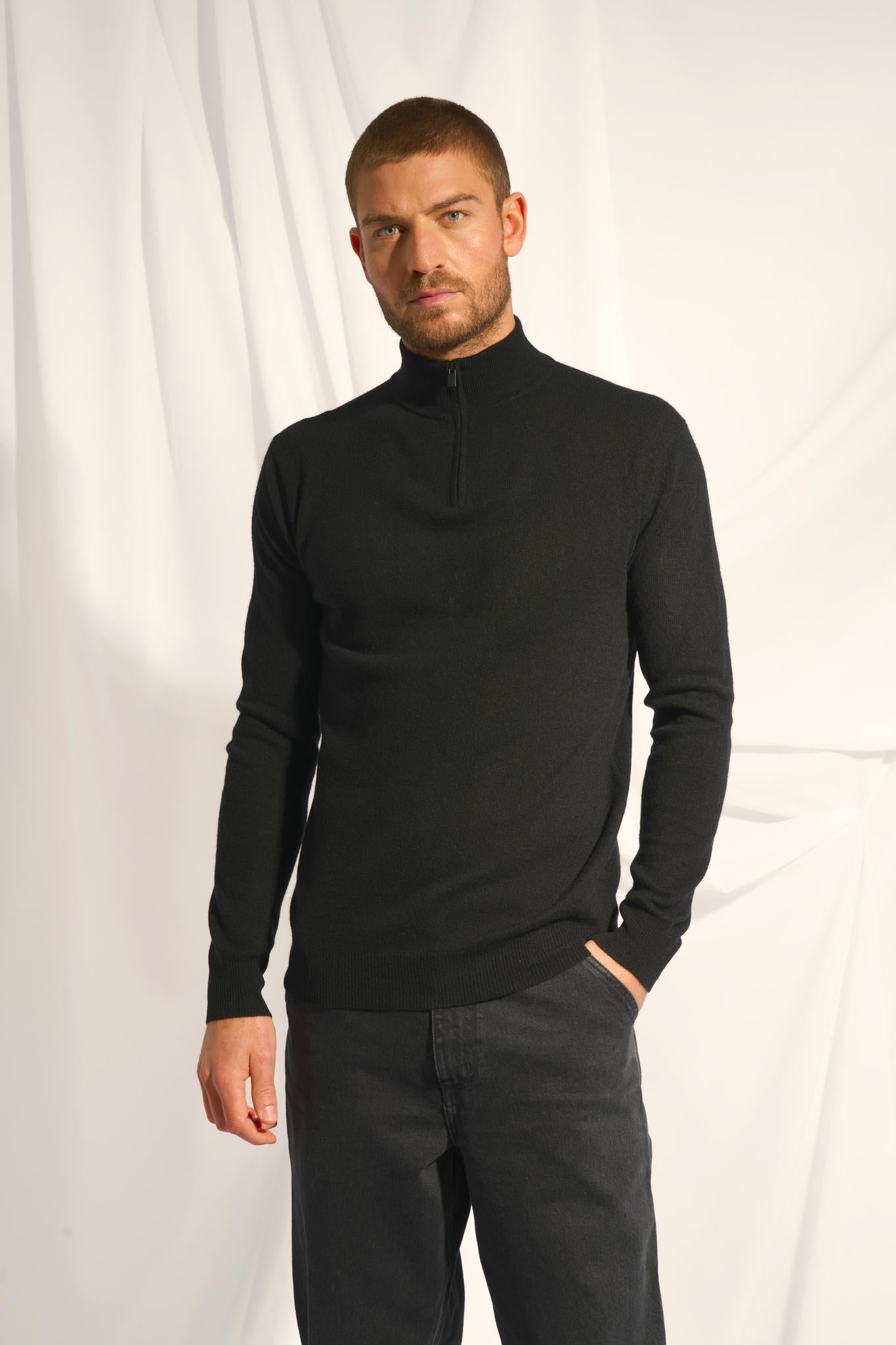 Pull Camionneur Noir Bradley, JUST CASHMERE