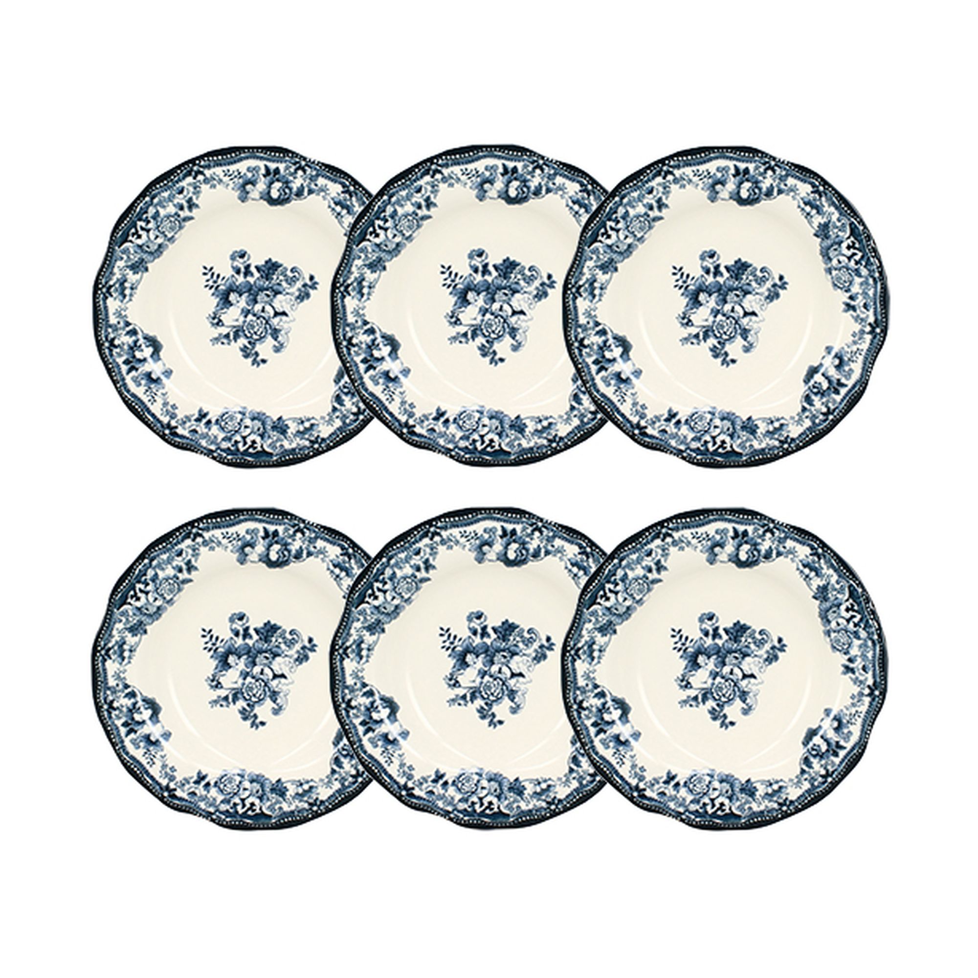 Lot de 6 assiettes creuses en grès 22cm, FAUSTINE, NOVASTYL