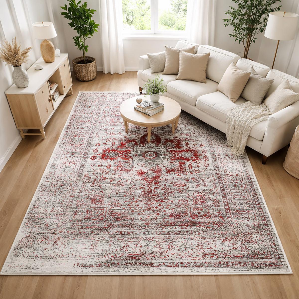 Tapis salon motif oriental vintage, ornements délicats, LYN1 VINT, UN AMOUR DE TAPIS
