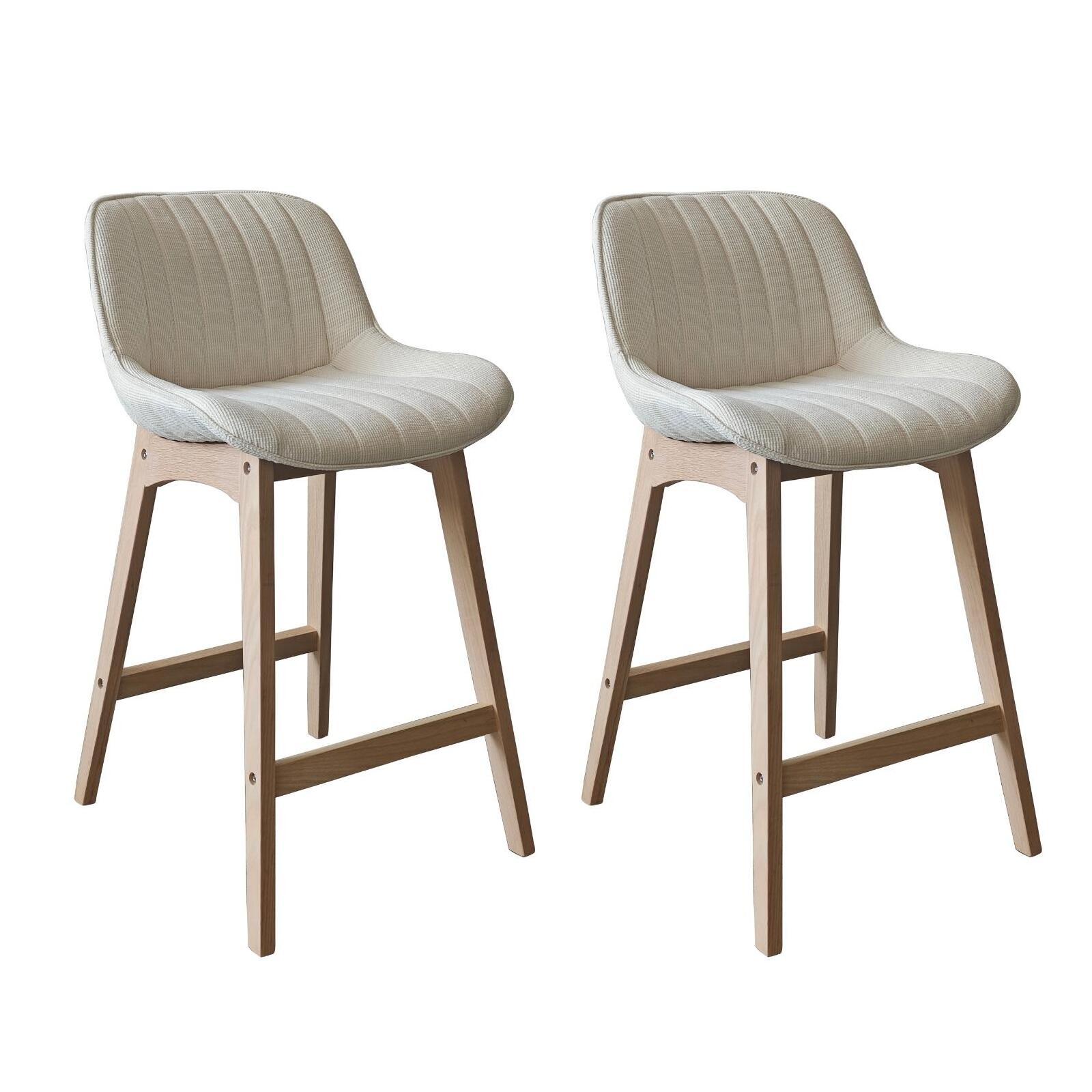 Lot de chaises de bar en chêne et tissu velours côtelé H65cm NORDEN, MOB IN