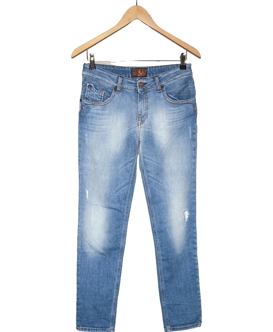 Jean Slim Reiko Modèle Petunia - Taille 30 (équivalent 40) - Motif Bleu, Noir, Blanc - Très Bon état
