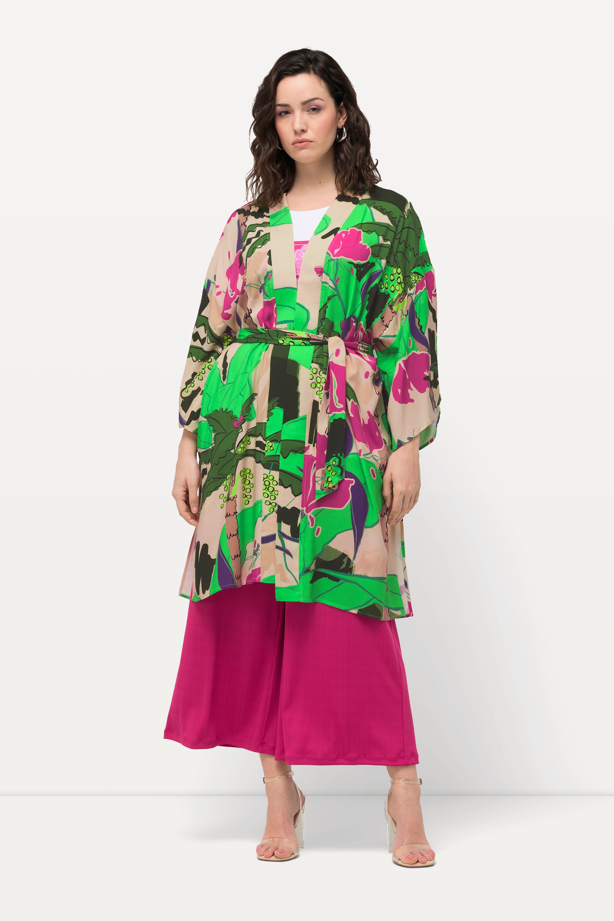 Kimono avec manches 3/4. Imprimé palmiers, ULLA POPKEN