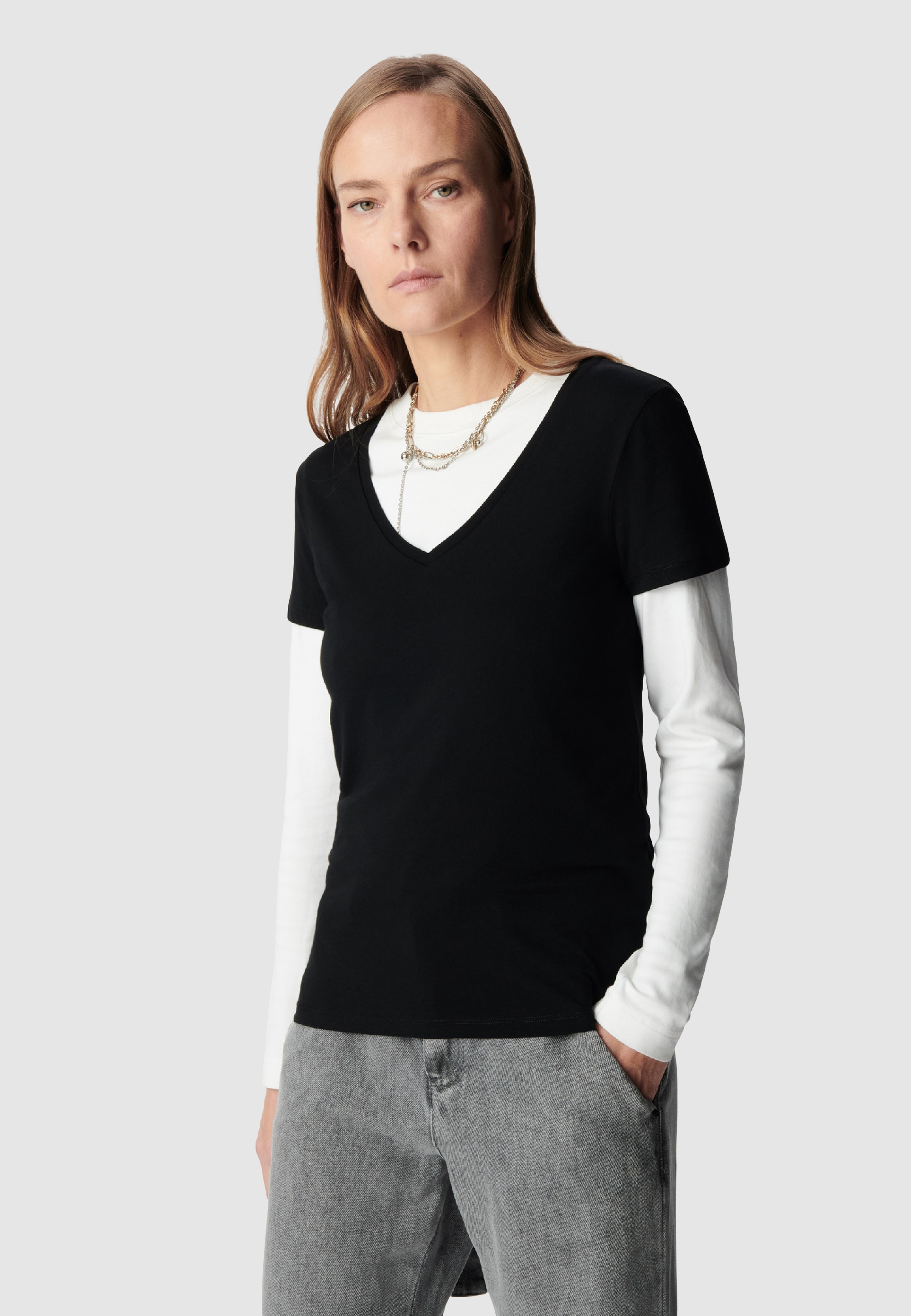 Tee-shirt encolure V broderie chevrons dos, IKKS