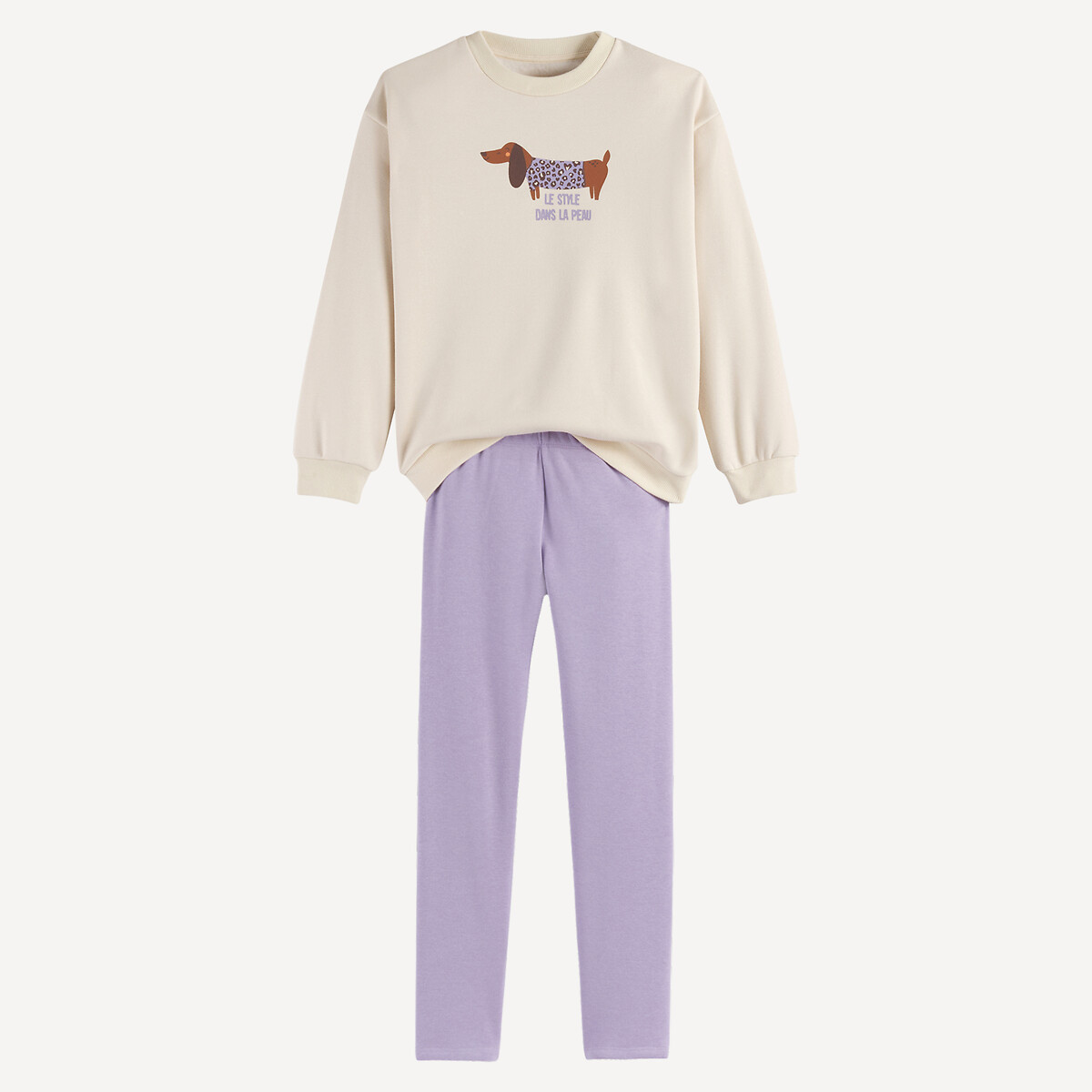 Fleece-Lined Pyjamas with Dachshund Print, LA REDOUTE COLLECTIONS