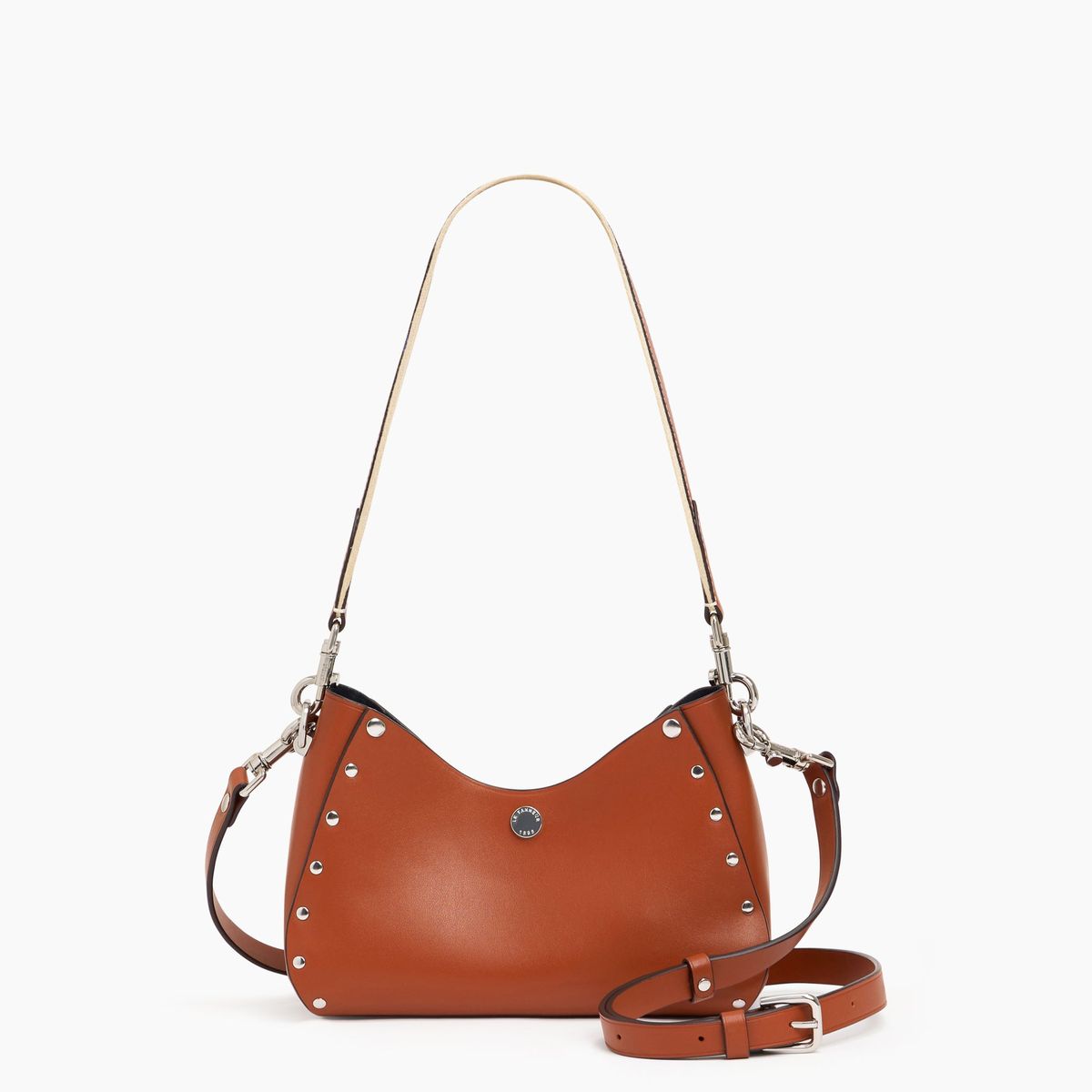 Sac bandouli re sans couture en cuir lisse acajou 1 Le Tanneur