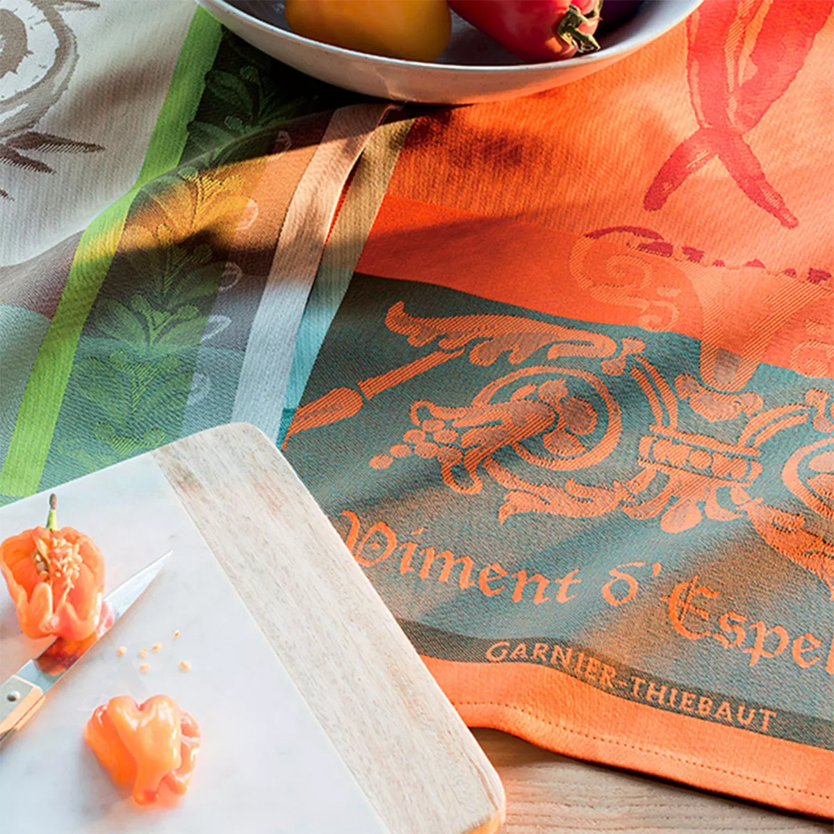 Torchon pur coton PIMENT D'ESPELETTE, GARNIER THIEBAUT