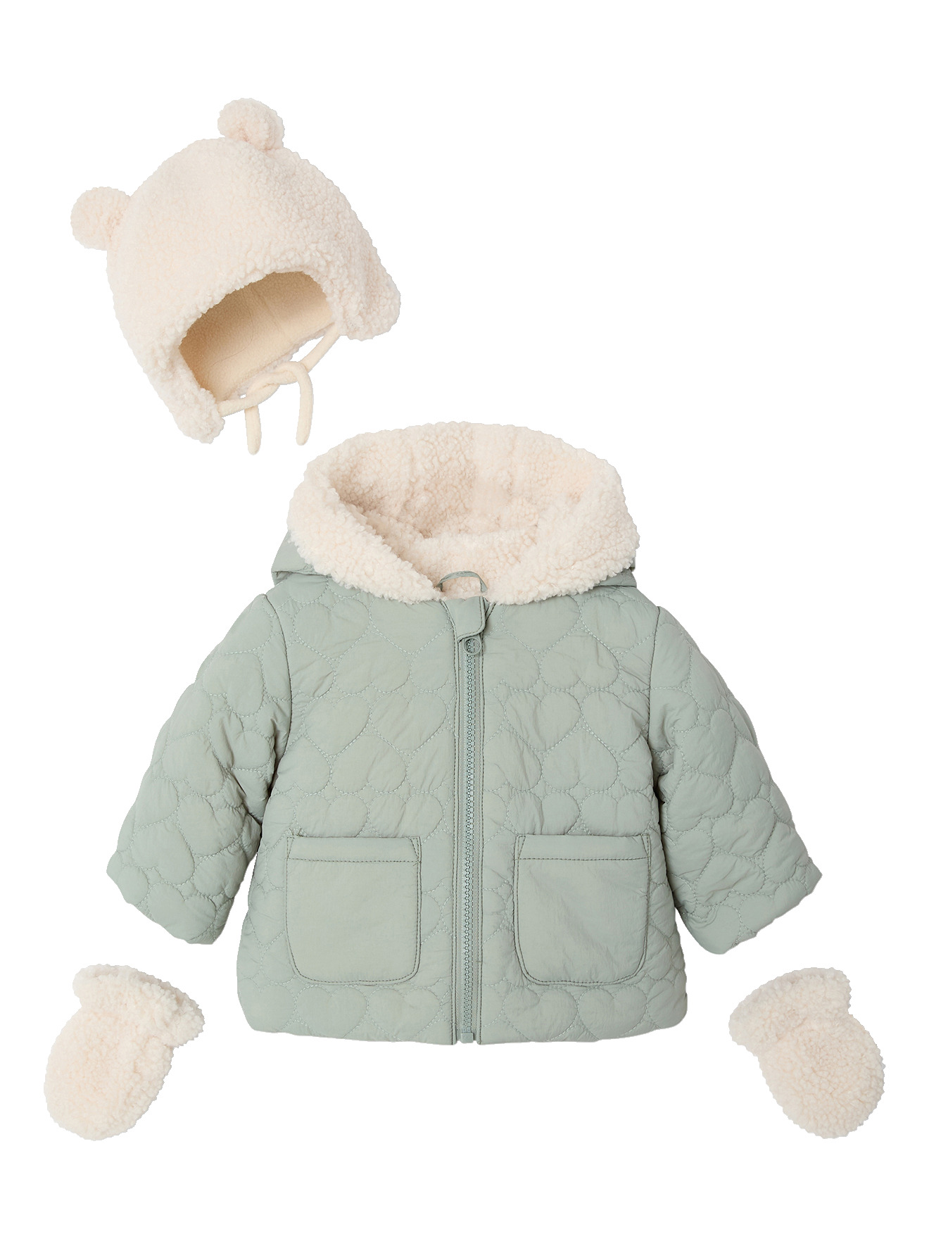 Doudoune avec bonnet et moufles, VERTBAUDET