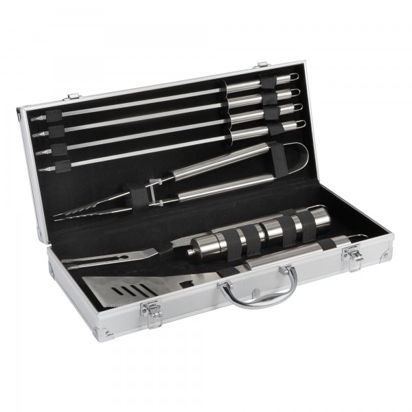 Valisette de 9 ustensiles pour barbecue en inox, COOK IN GARDEN