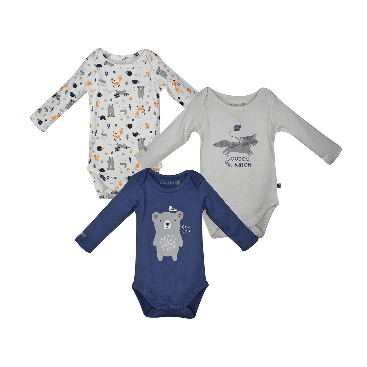 100% Coton Bodies Bébé Manches Longues Petit Bateau - Lot De 3 - 5