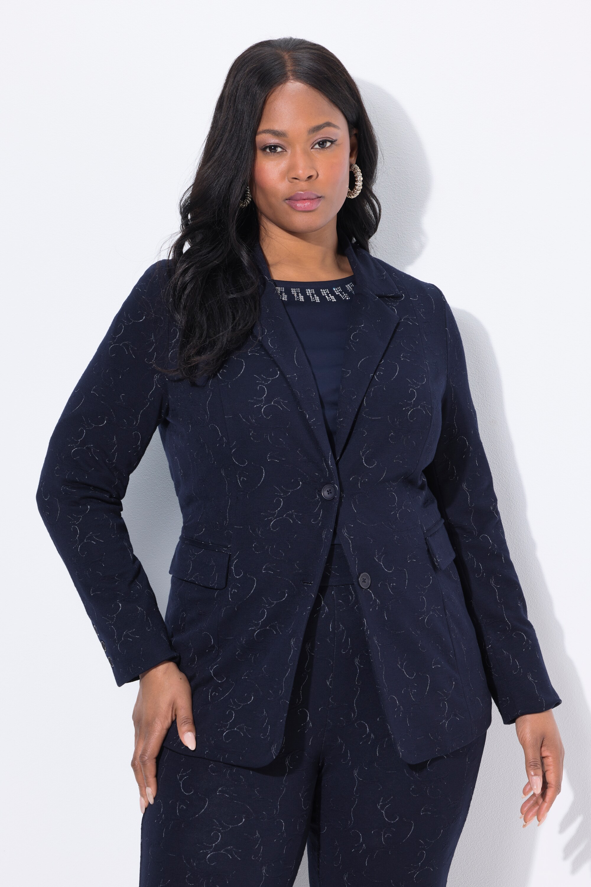 Blazer en jersey motif jacquard, ULLA POPKEN