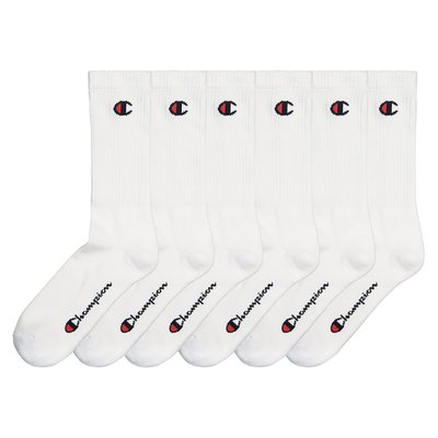 Pack of 6 Pairs of Crew Socks in Cotton Mix with Logo CHAMPION