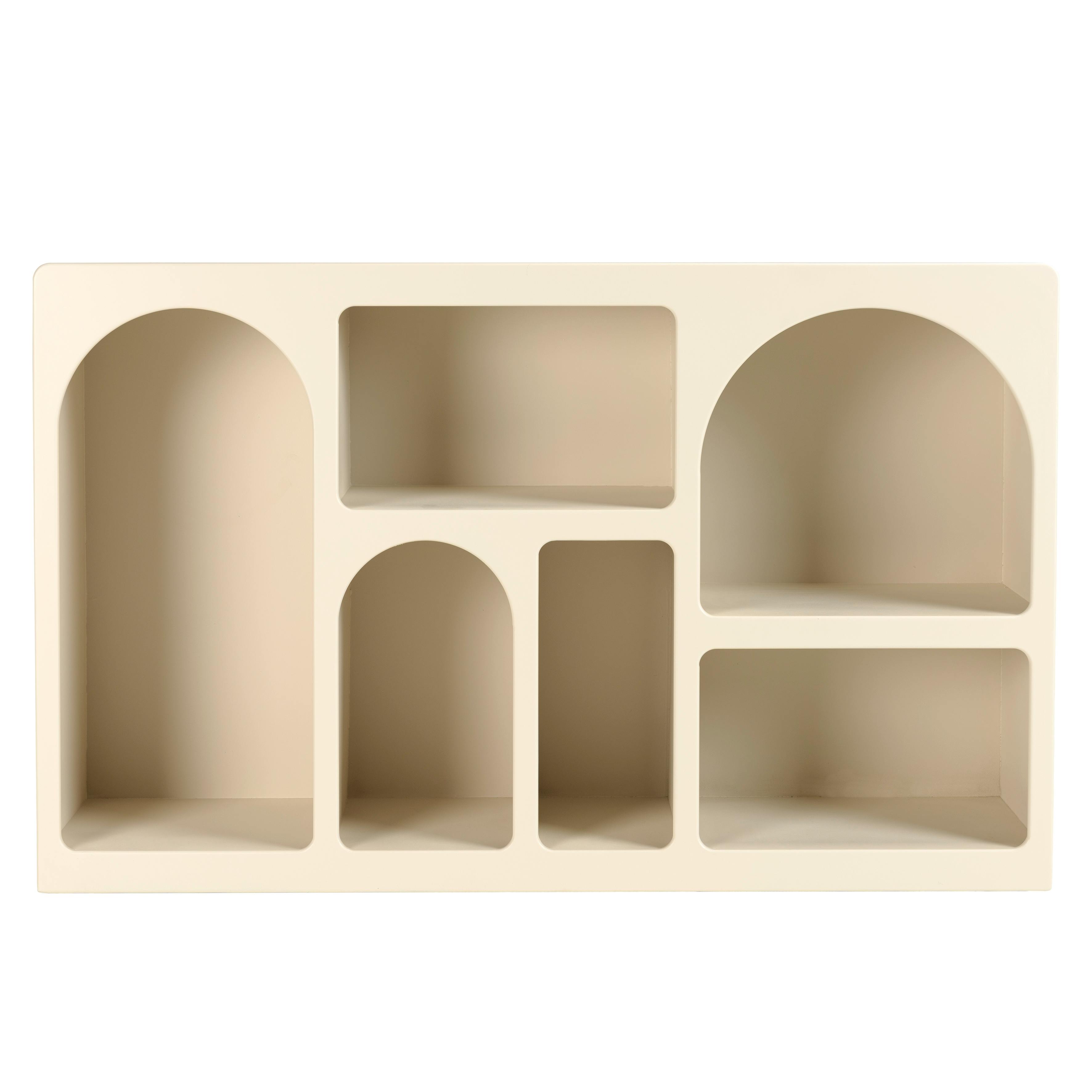 Buffet 6 niches 120x30cm en bois peint couleur beige NELIA, PIER IMPORT