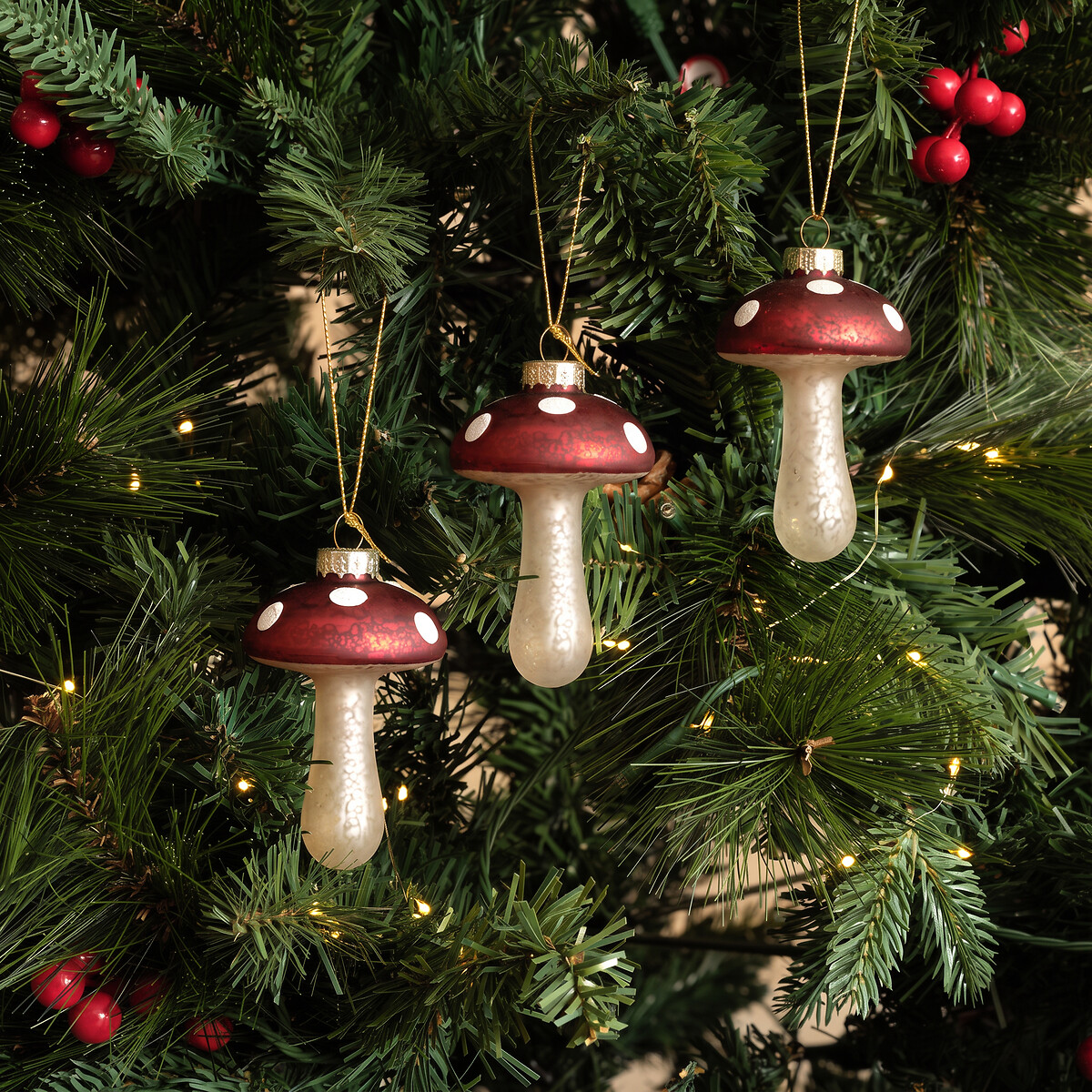 Set of 3 Toadstool Baubles, SO'HOME
