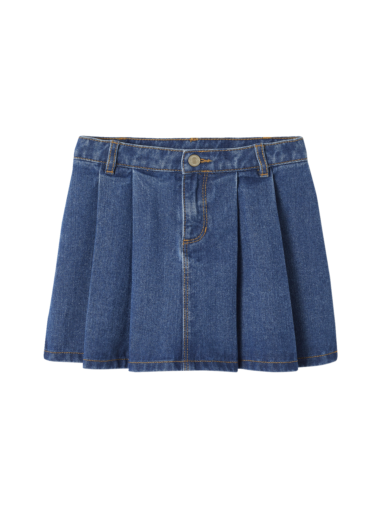 Jupe plissée en jean, VERTBAUDET