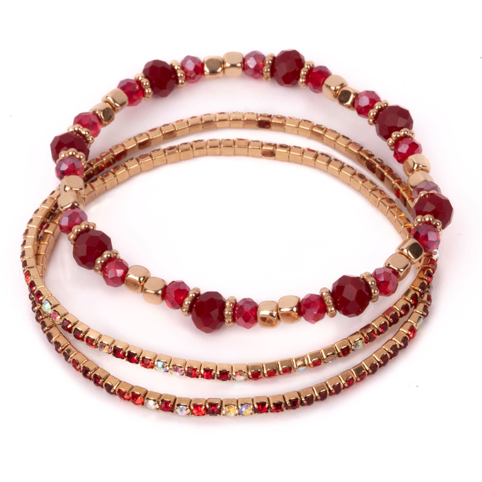 Set de 3 bracelets rubis rouge, GREAT PRETENDERS