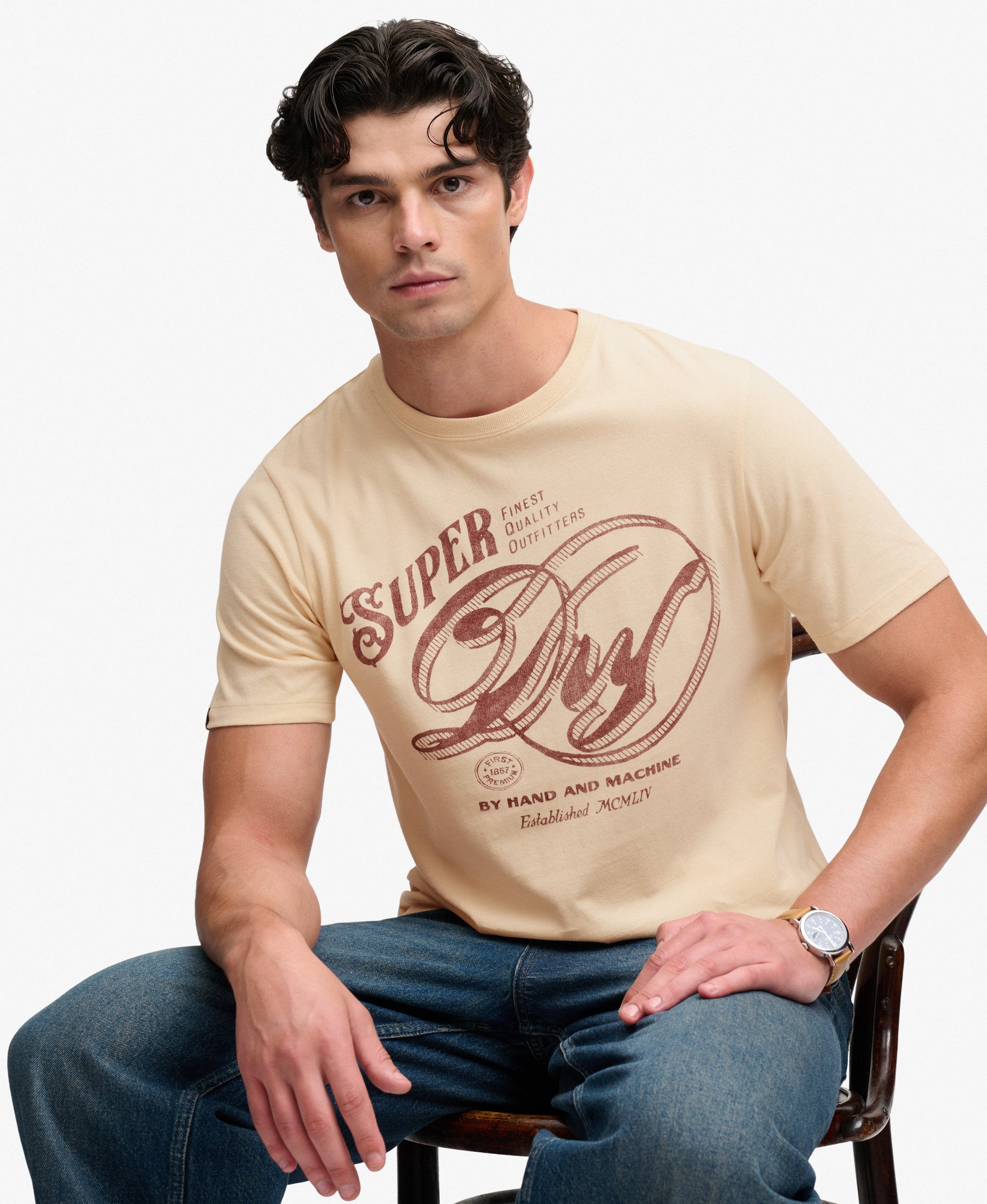 T-shirt Heritage Script Coupe Décontractée, SUPERDRY