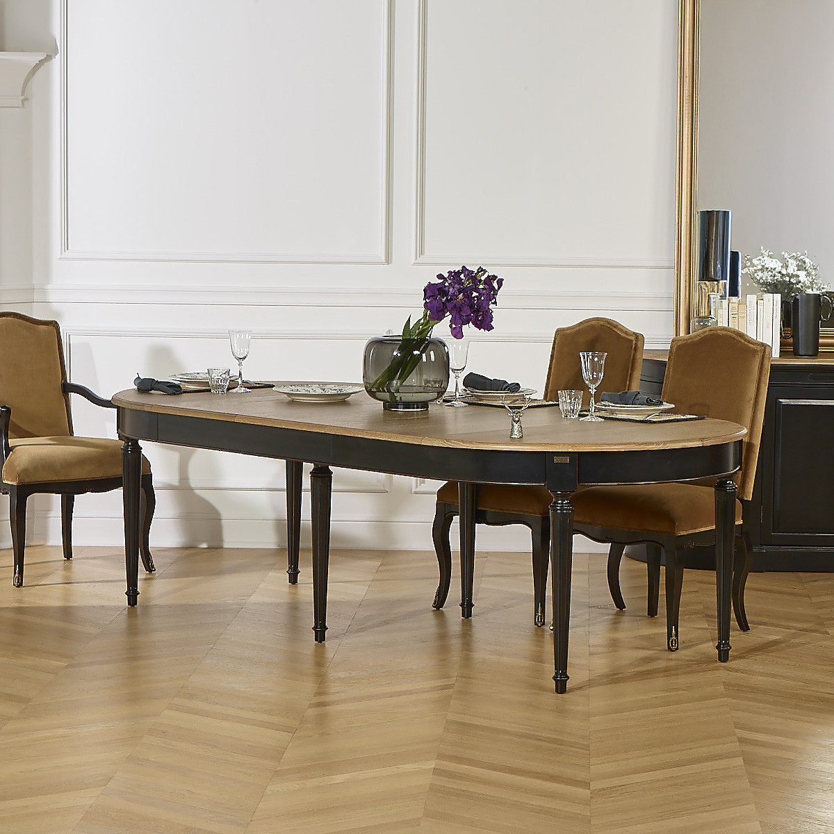 Table ovale en chêne 3 rallonges 4/10 couverts FLORENCE, ROBIN DES BOIS