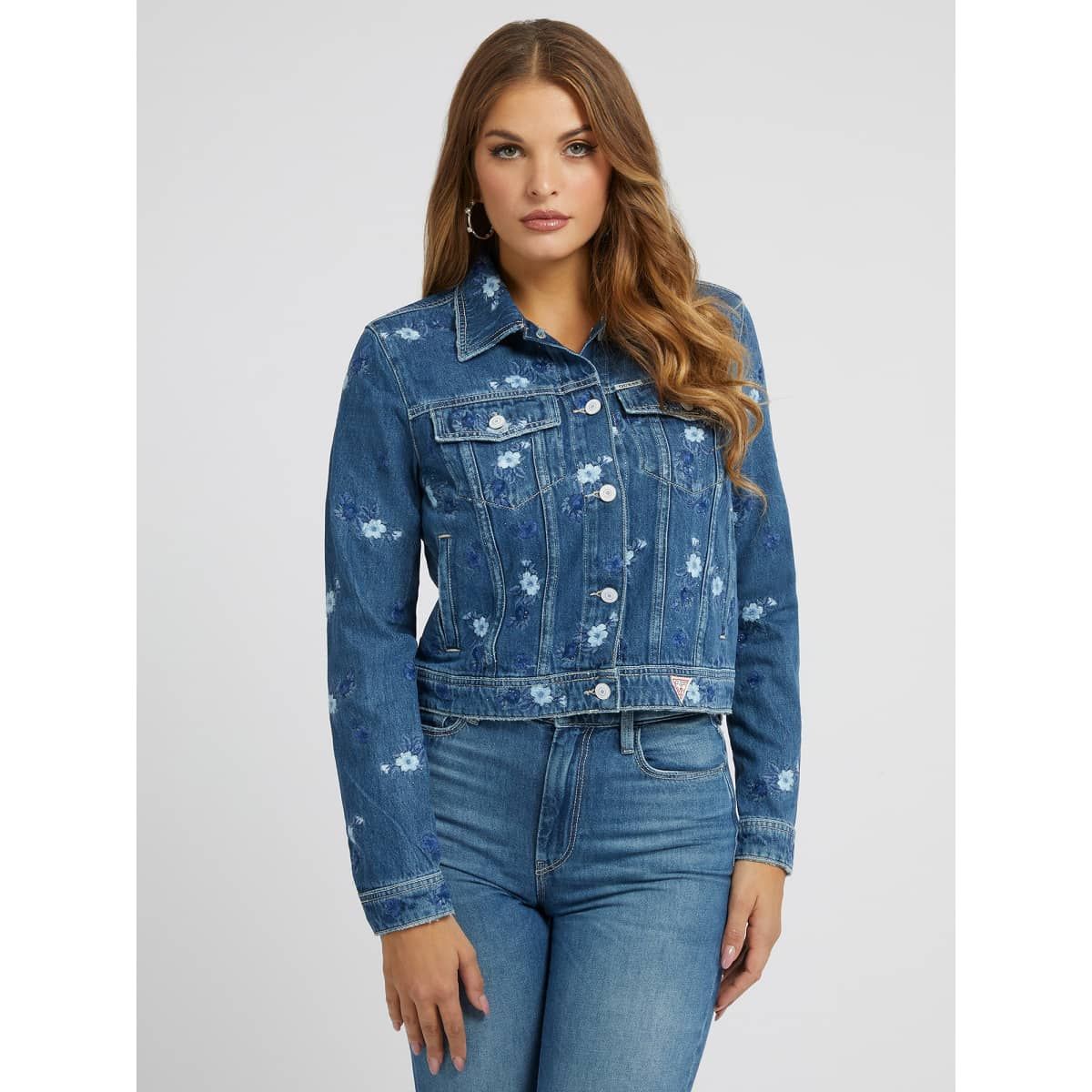 Veste en jean online fleuri femme