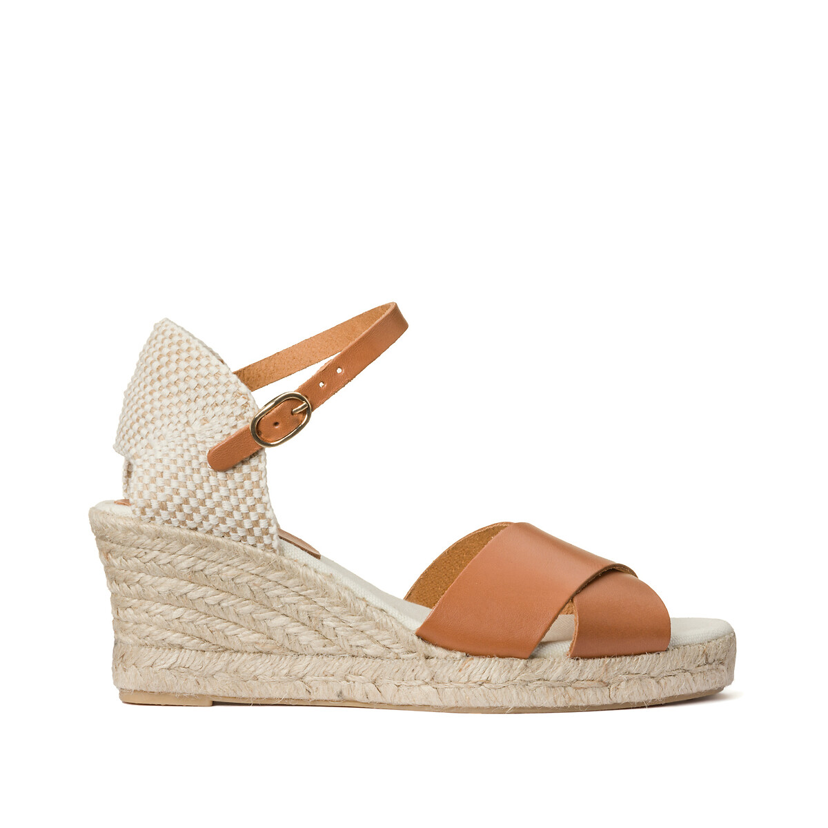 Leather wedge heel sandals La Redoute Collections | La Redoute