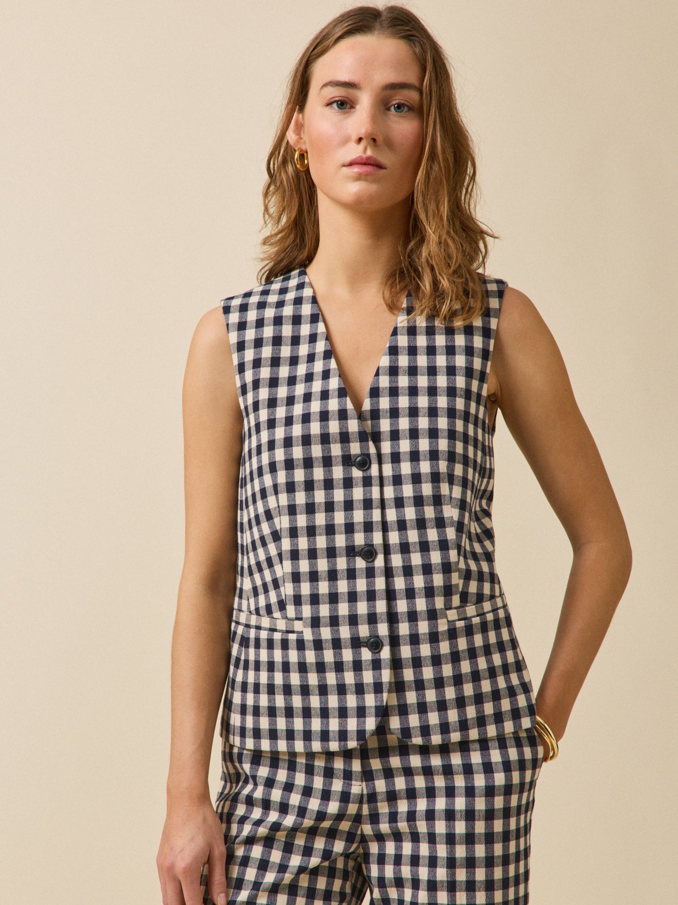 Gilet de costume sans manches vichy, CYRILLUS