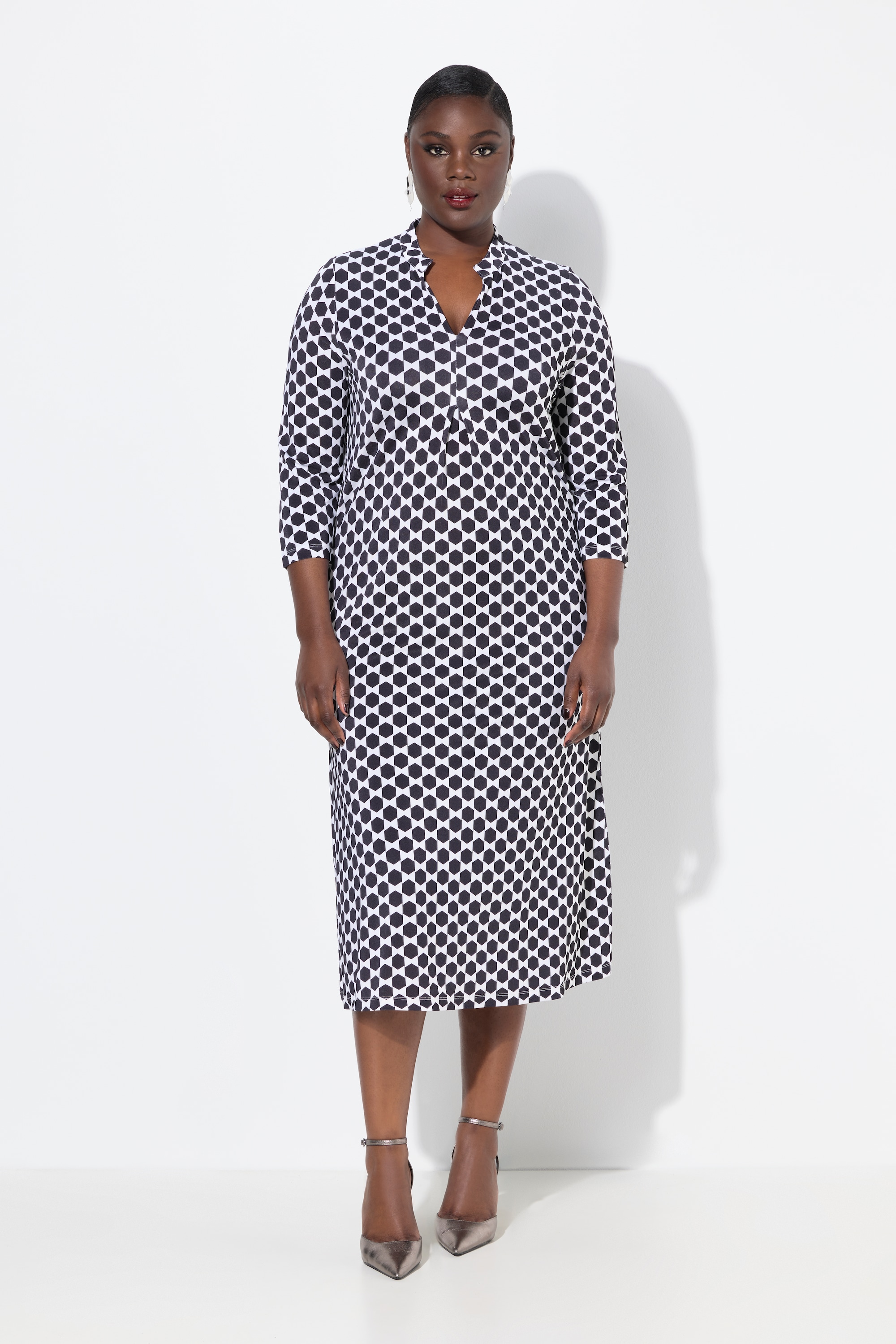 Robe midi en tissu piqué, tombé fluide, ULLA POPKEN
