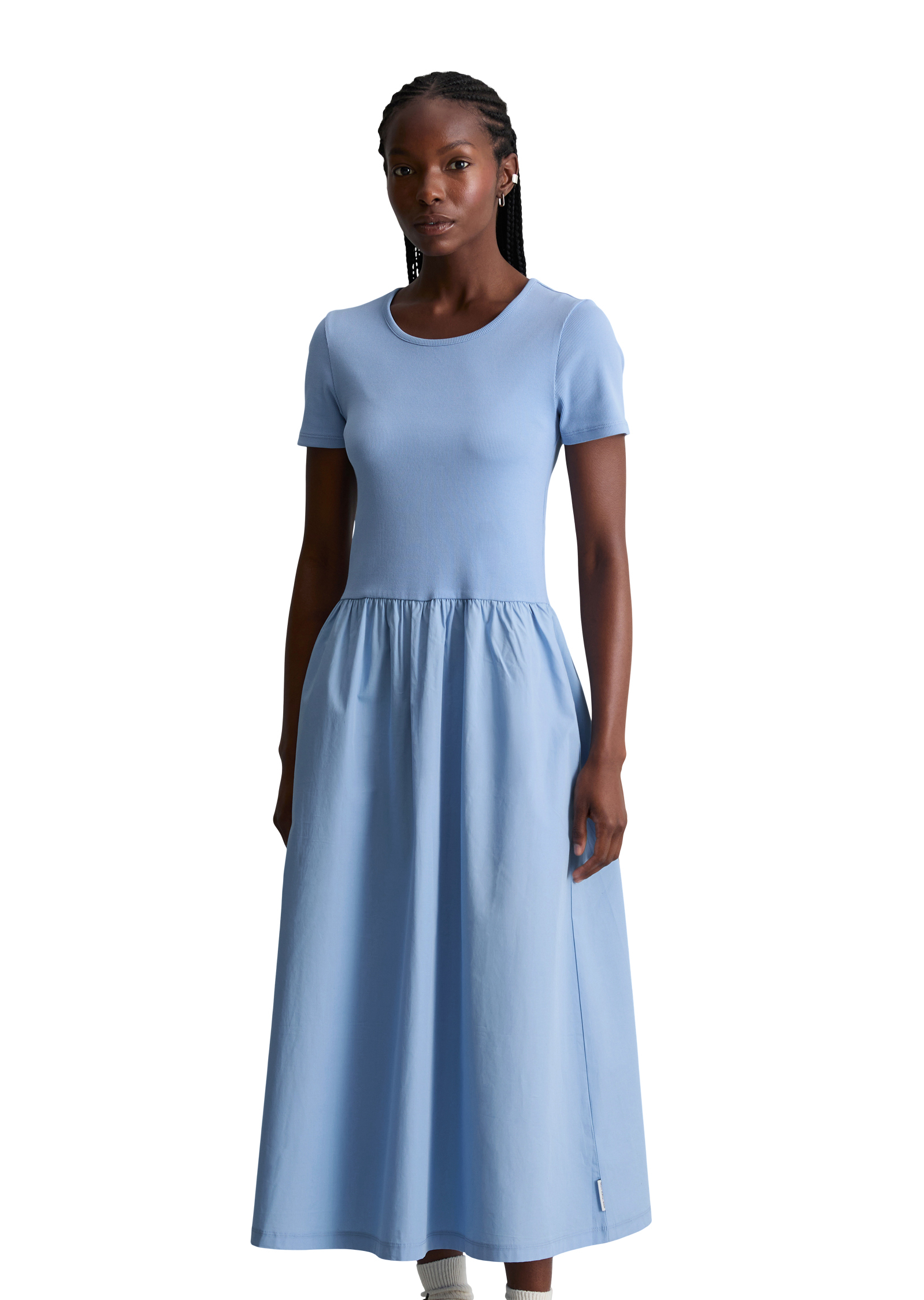 Robe en jersey flare avec jupe en popeline de coton, MARC O’POLO DENIM